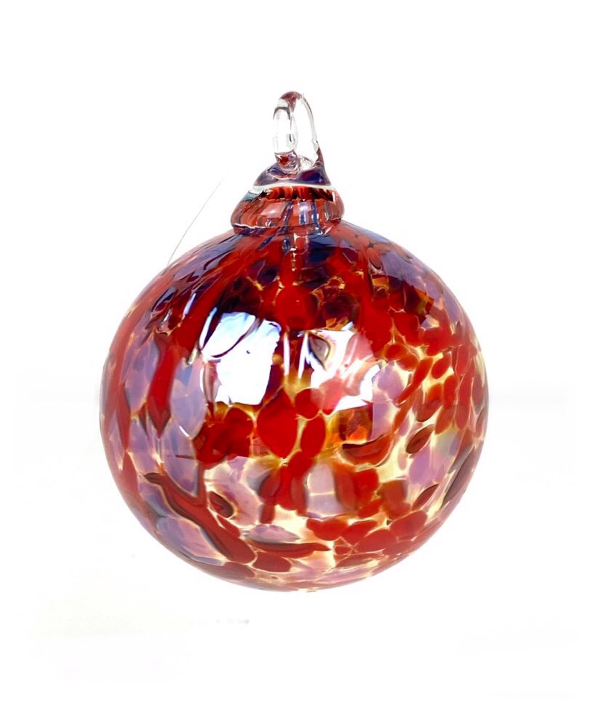 Dapple Red and Silver-Gold  Ornament by Furnace Glass