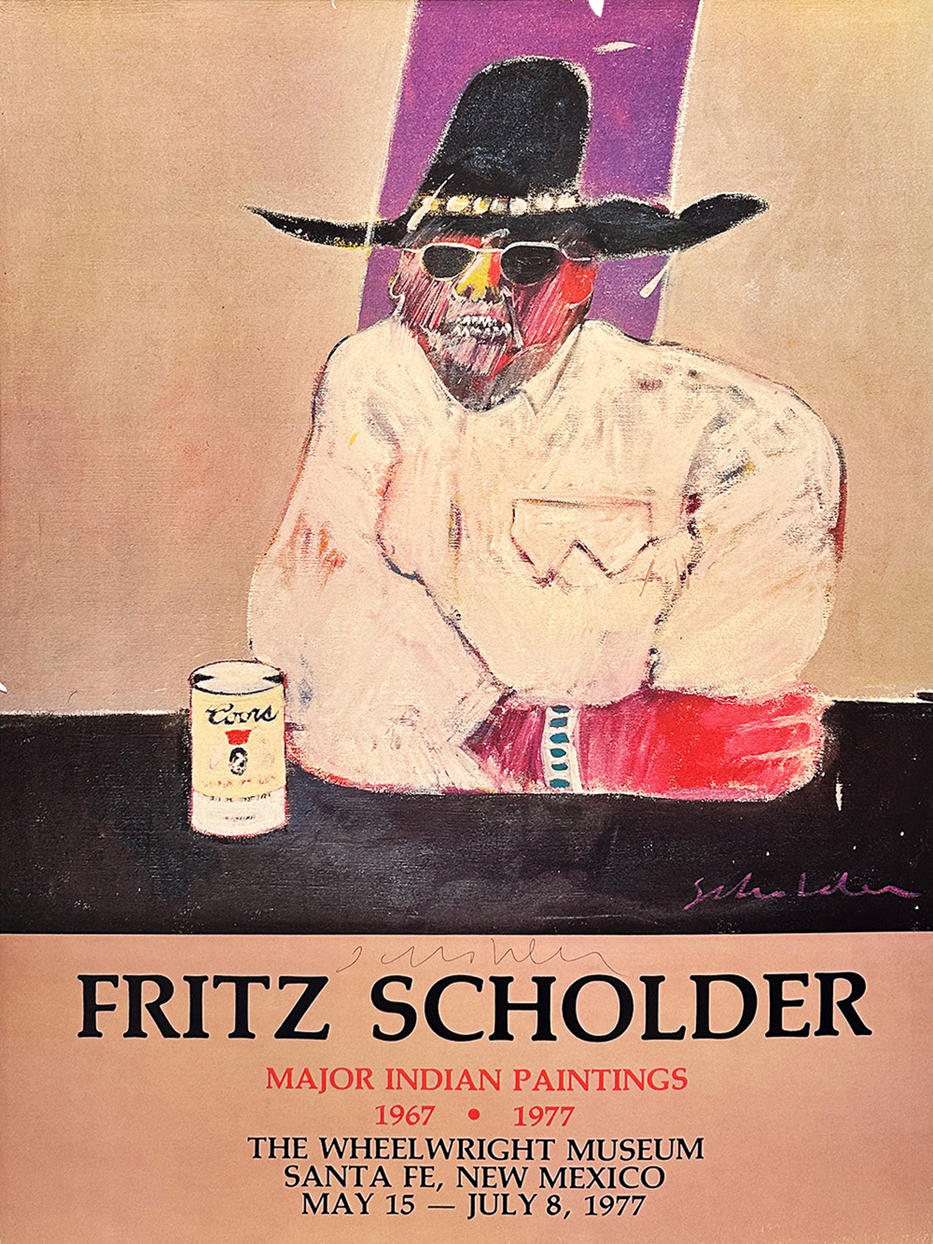 Wheelwright Poster -Indian with Beer Can by Fritz Scholder