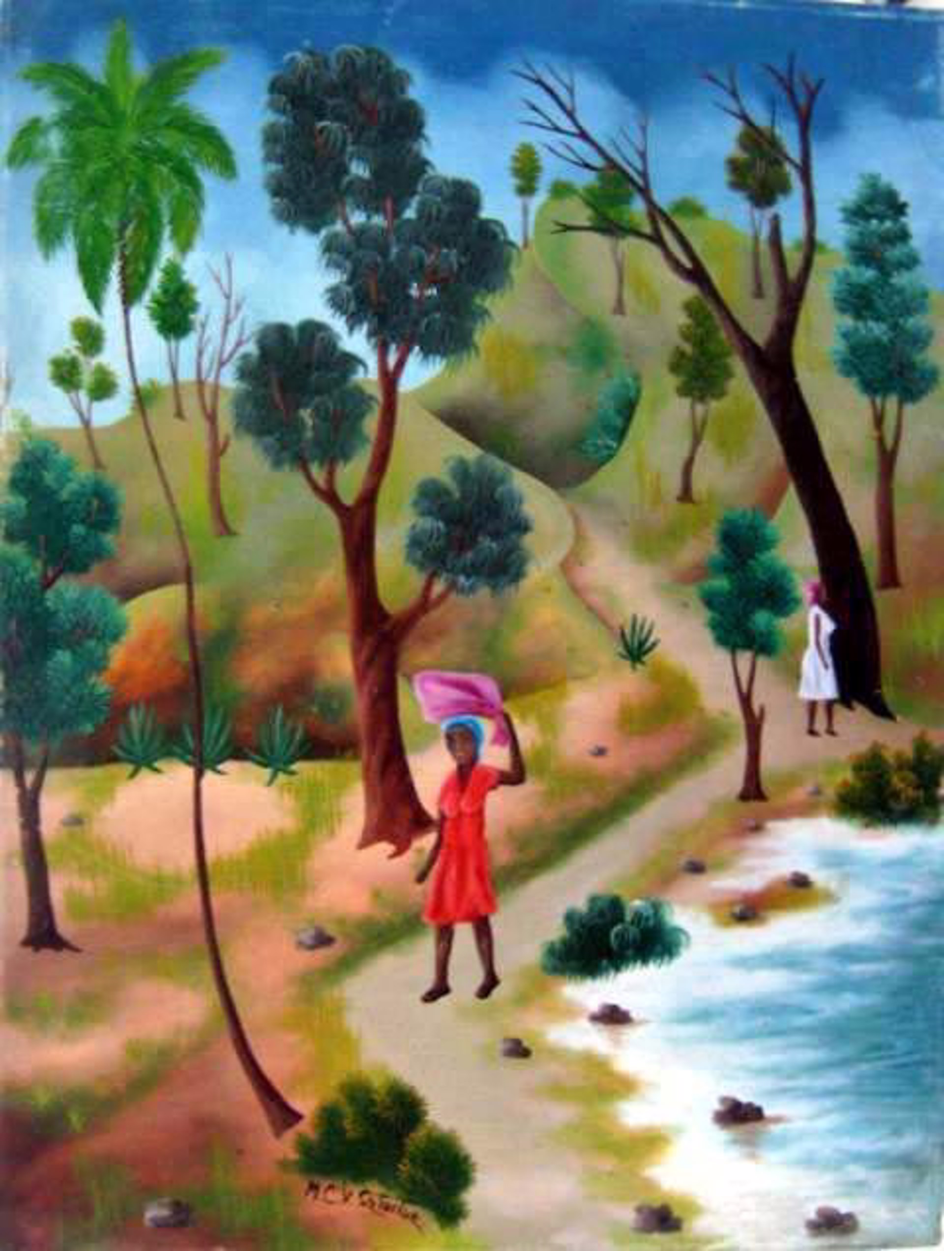 Rural Scene#2-3-95MFN by Marie-Claude Latortue (Haitian, b.1946)