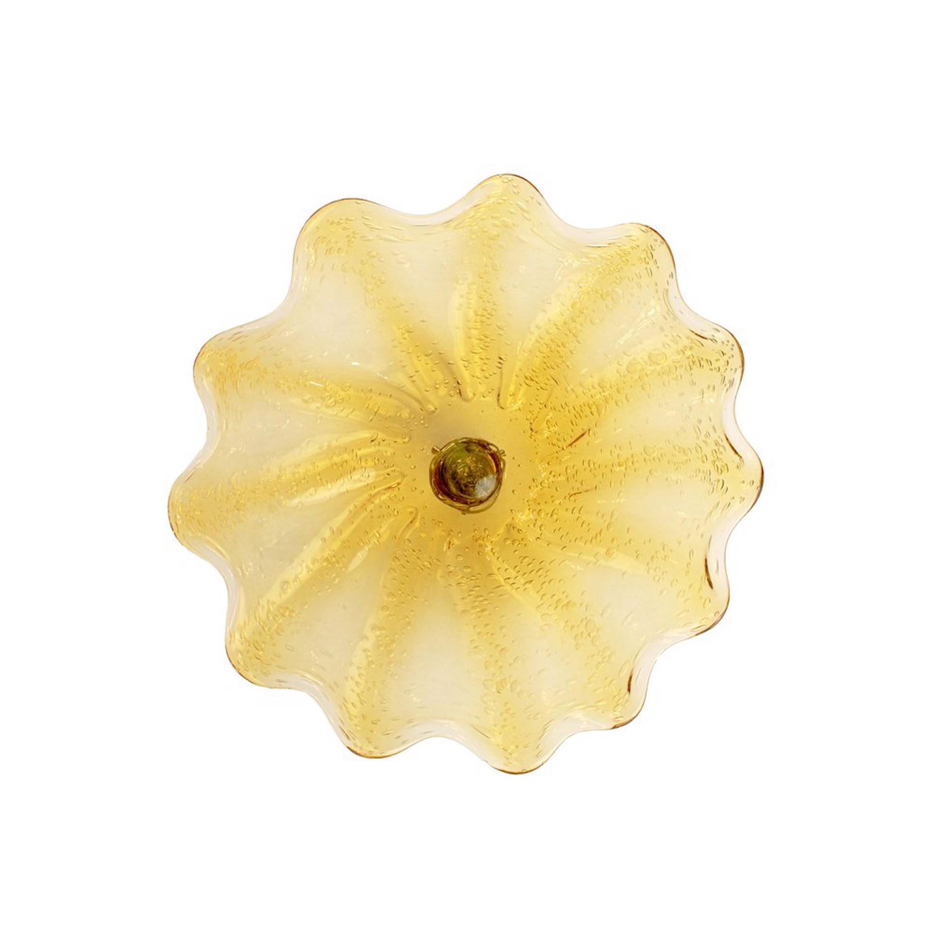 Small Light Amber Starburst Bubble Blast Wall Plate - 6313SIR by V Handblown Glass