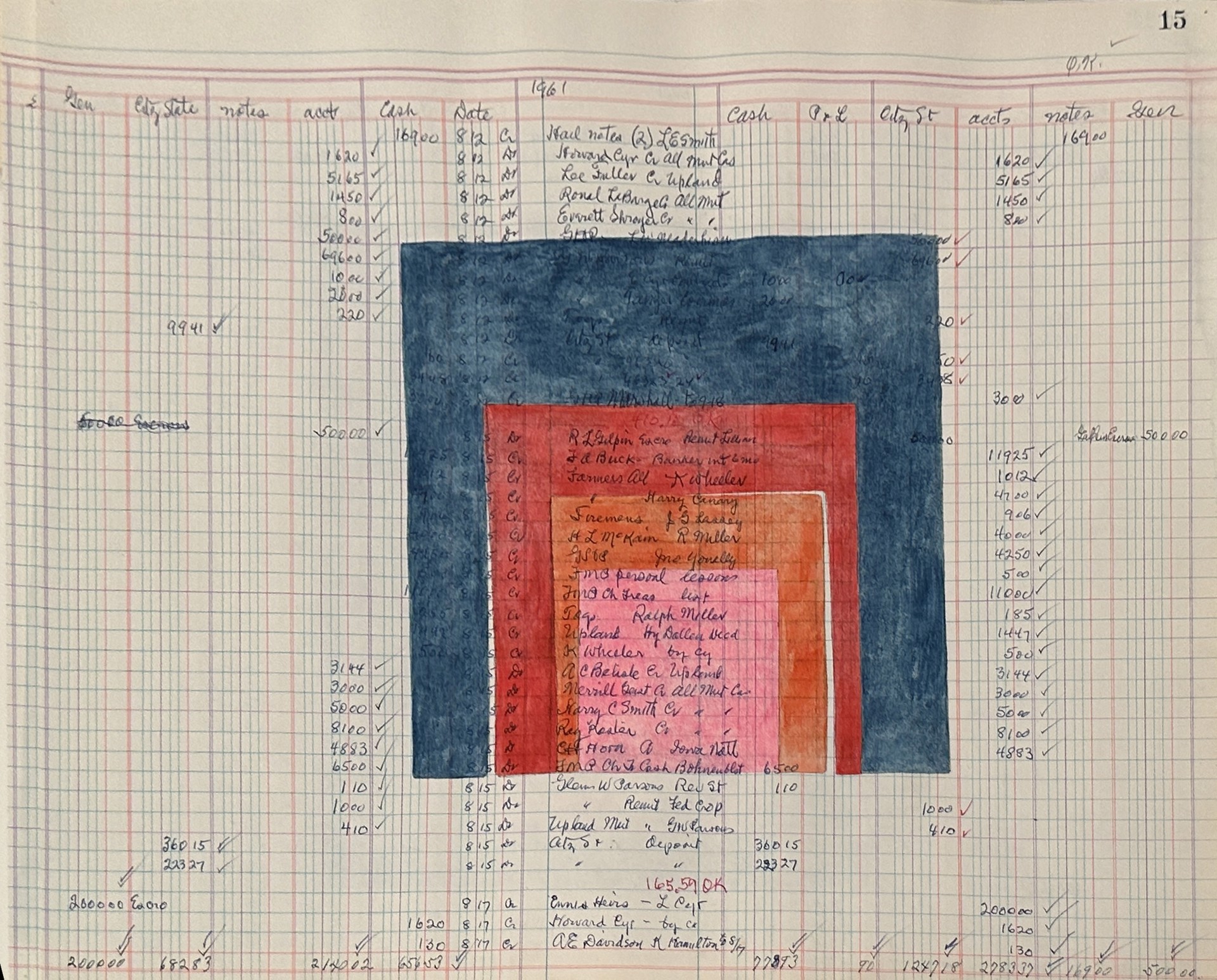 Untitled (squares - blue, red, orange, pink) by Matt Messinger - Works on Paper