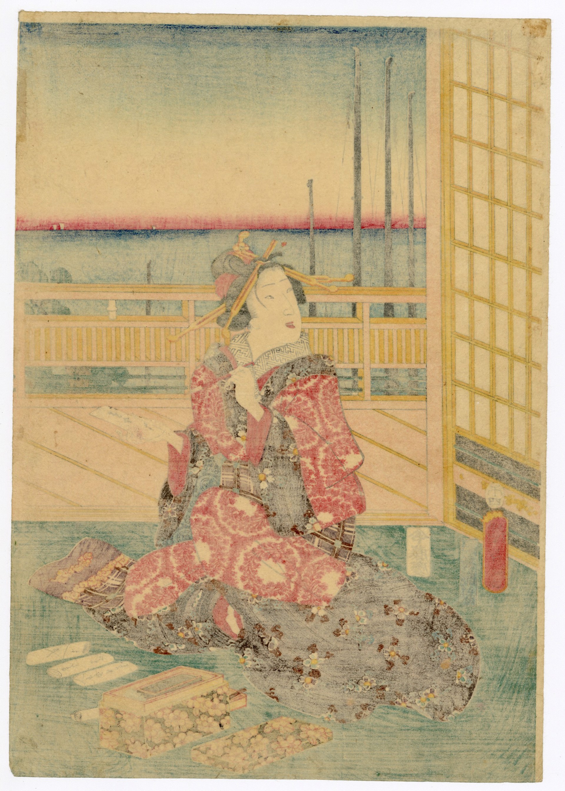 Parrot Komachi (Omu) by Kunisada II