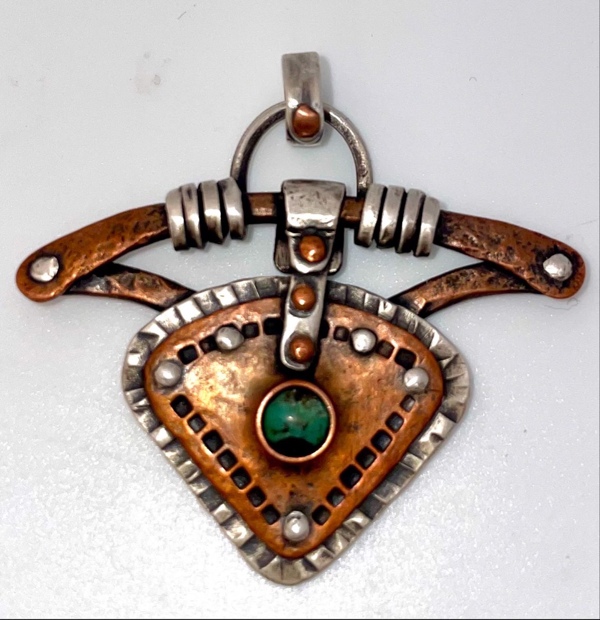 "Martik"   Silver, Copper and Turquoise Pendant by Grace Ashford