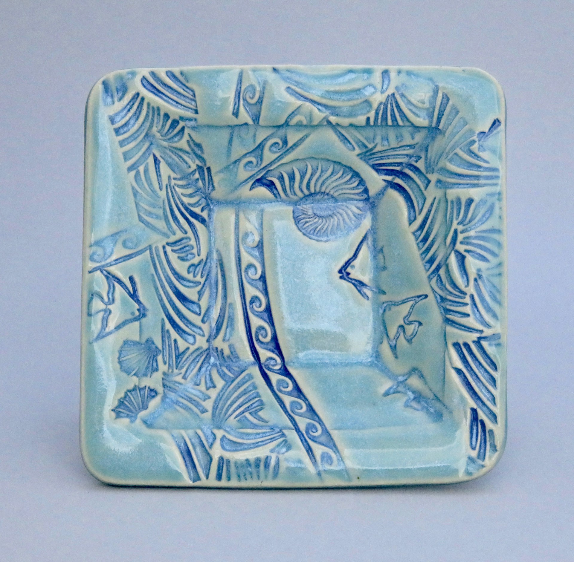 Square Plate - Light Turquoise; MB#4 by Marty Biernbaum