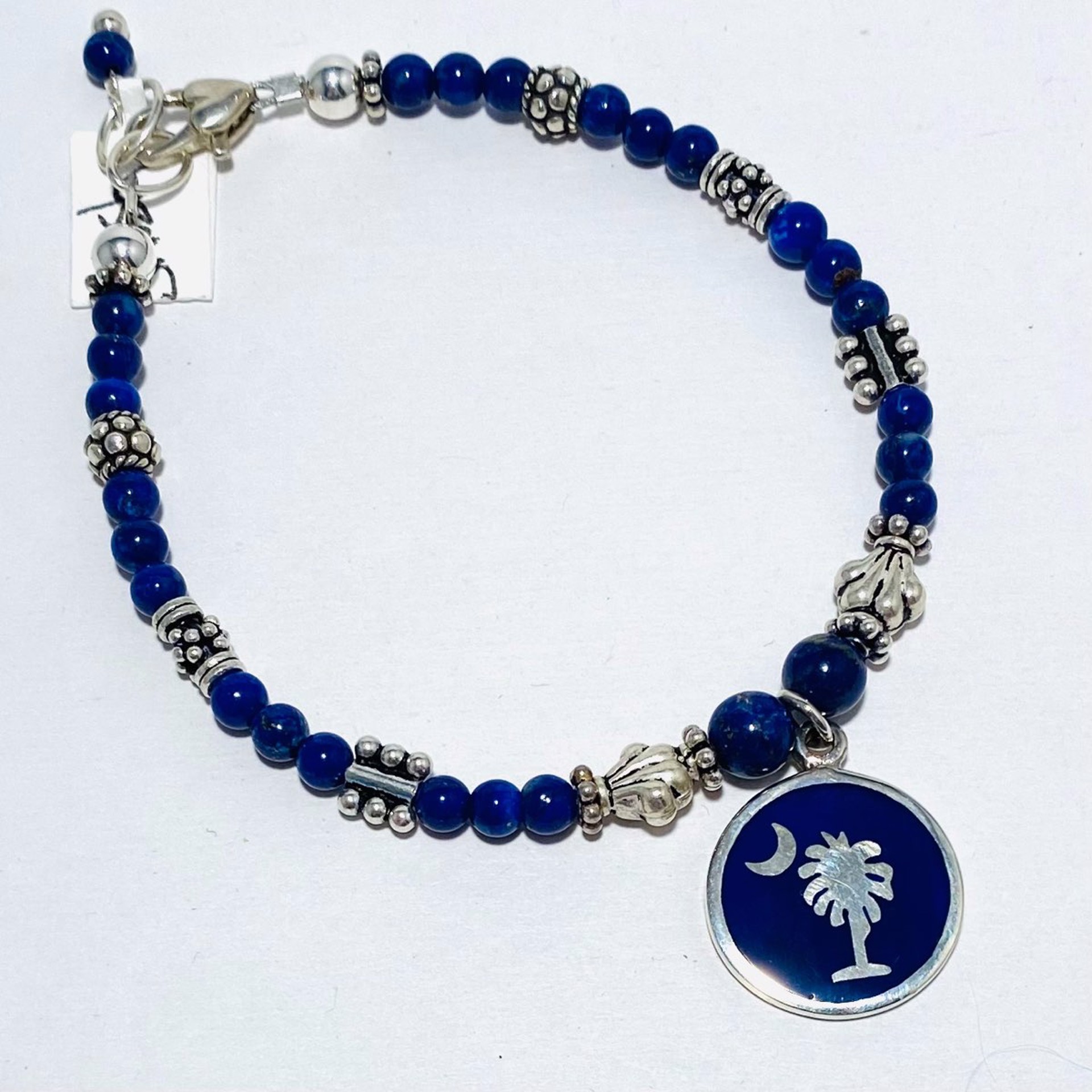 SHOSH22-59 Lapis Lazuli with Enamel SC Charm Bracelet by Shoshannah Weinisch