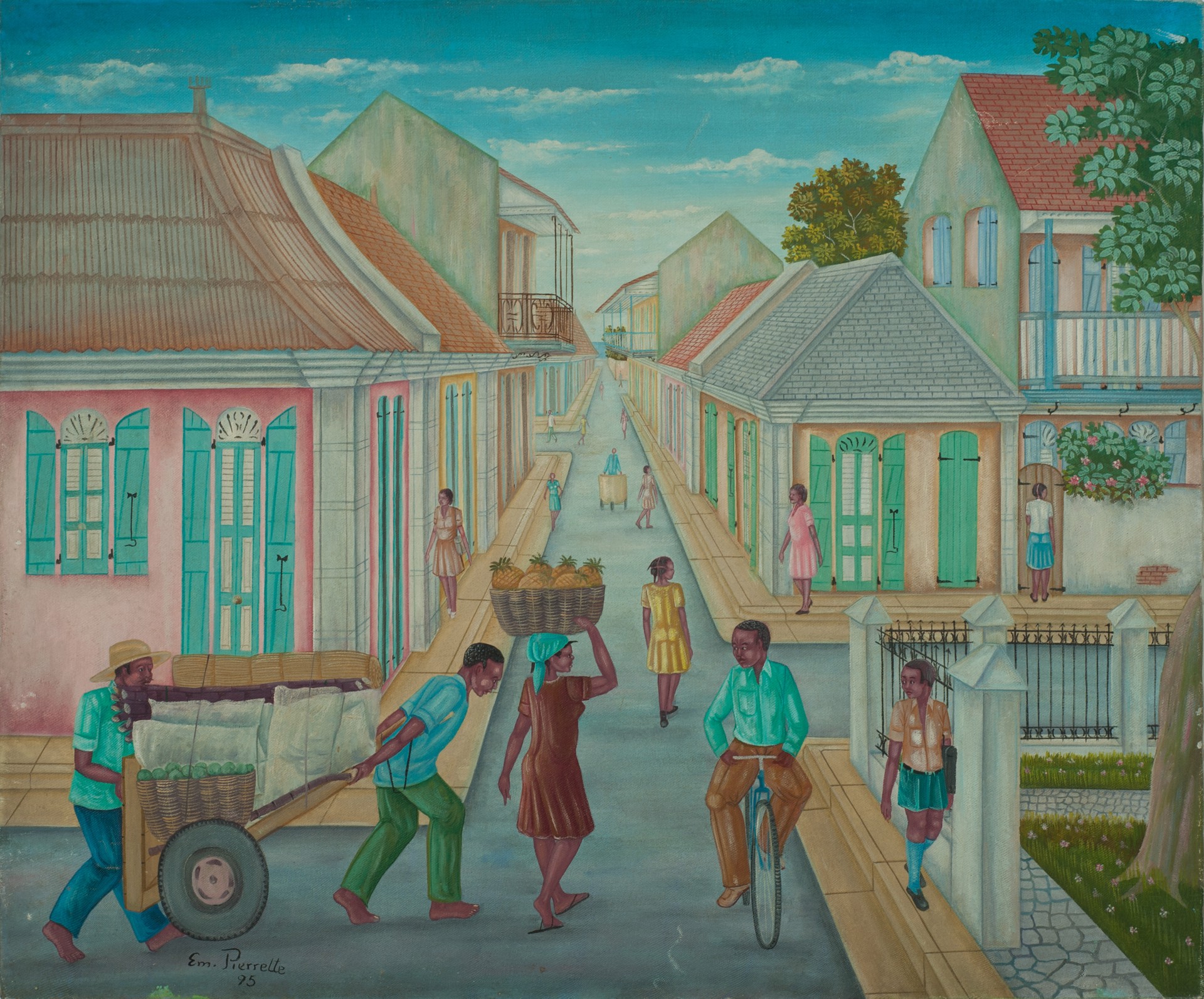 Rural Street #1-2-95GSN by Emmanuel Pierrette (Haitian, b.1960)