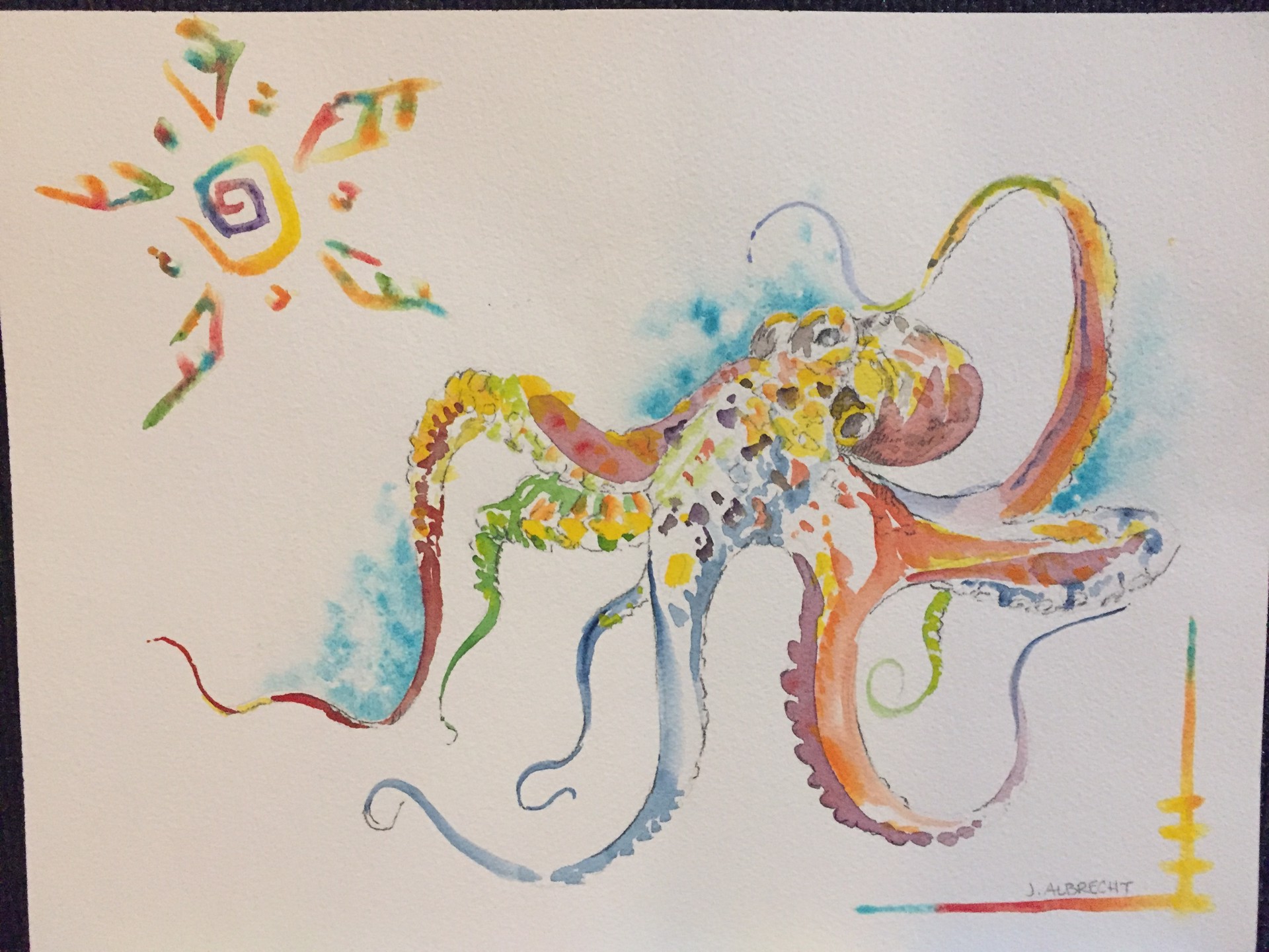 Watercolor Octopus Original by Jeff Albrecht