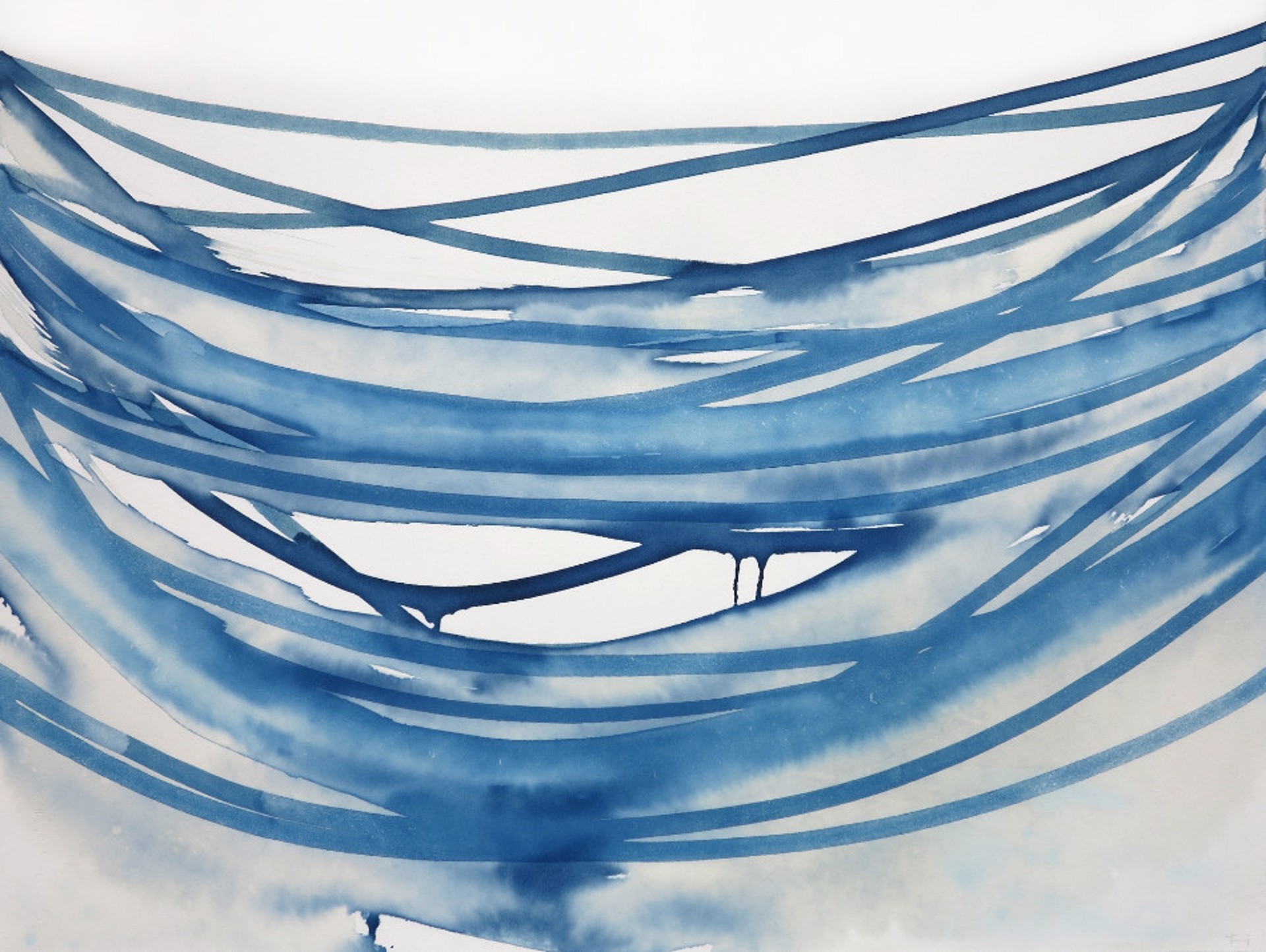 Horizontal Blue Suspension 6 by Terri Dilling