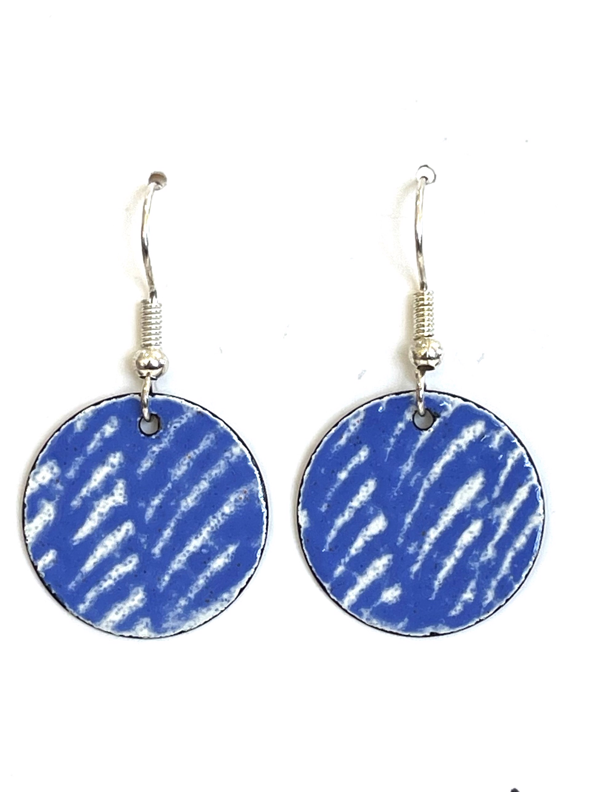 CT 7.0 Abstract White Blue Earrings by Cathy Talbot
