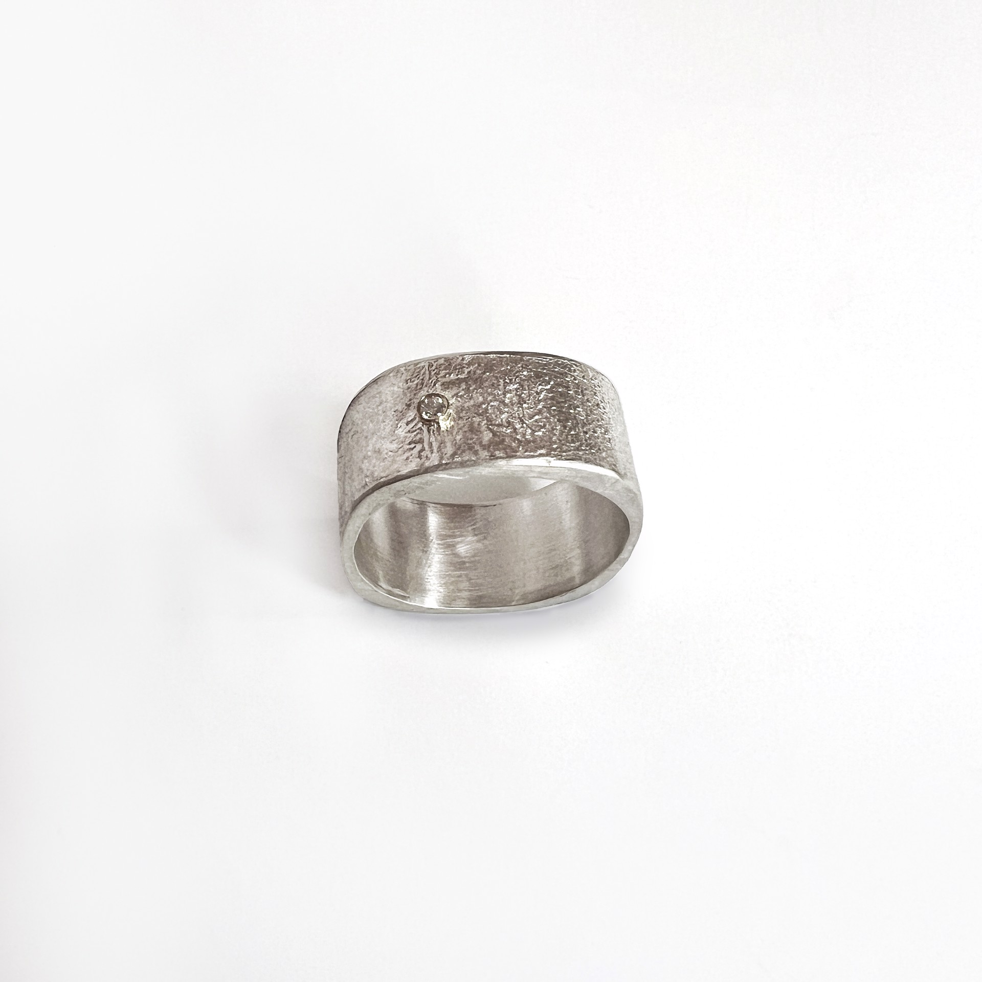Reticulated Sterling & Diamond Ring by Amerinda Alpern