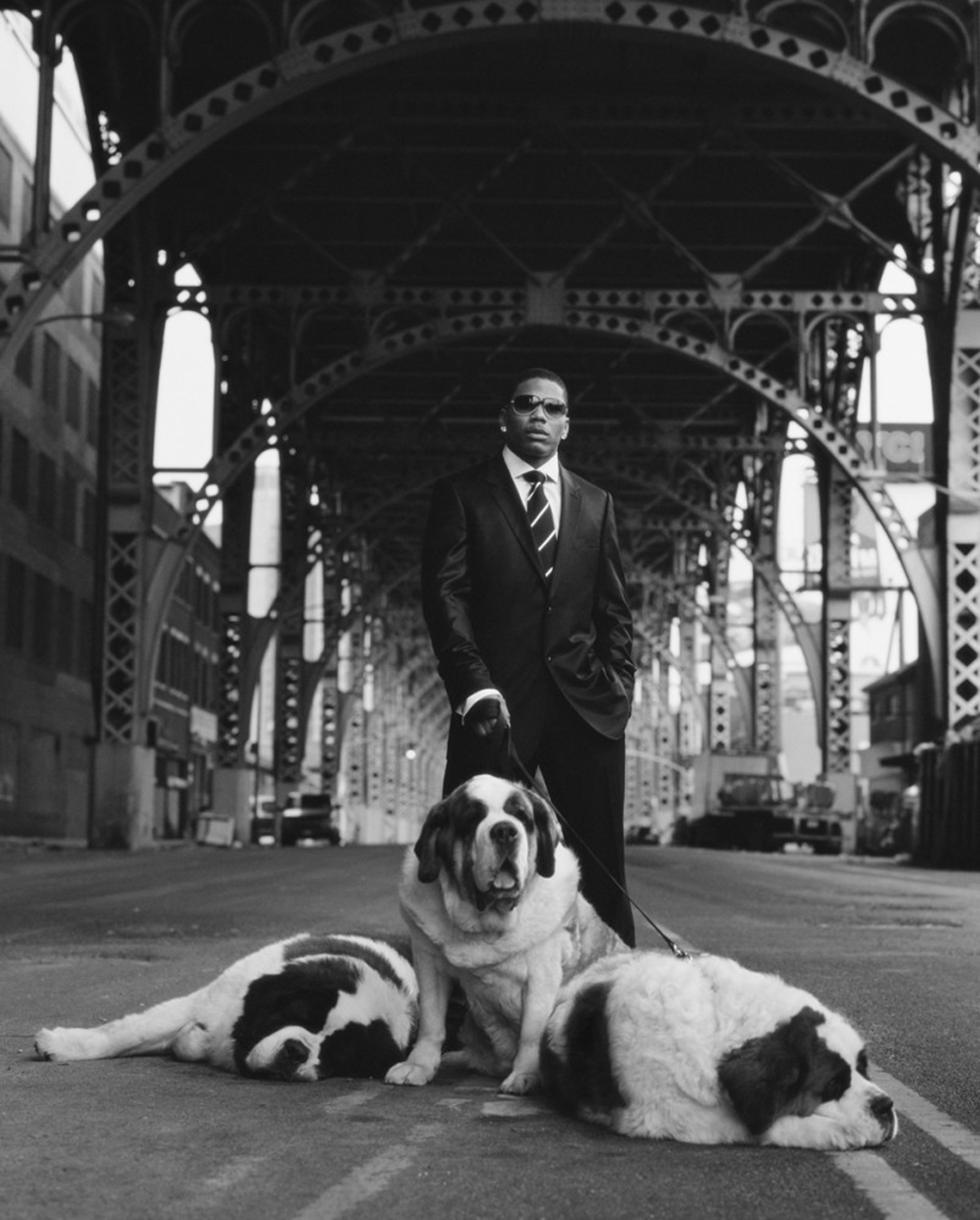 06025 Nelly With Dogs BW by Timothy White