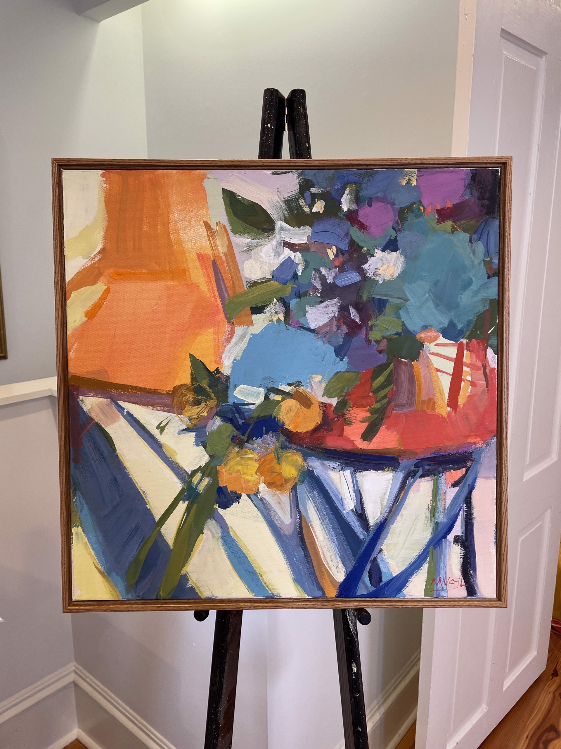 Orange Chair and Flowers by Marissa Vogl
