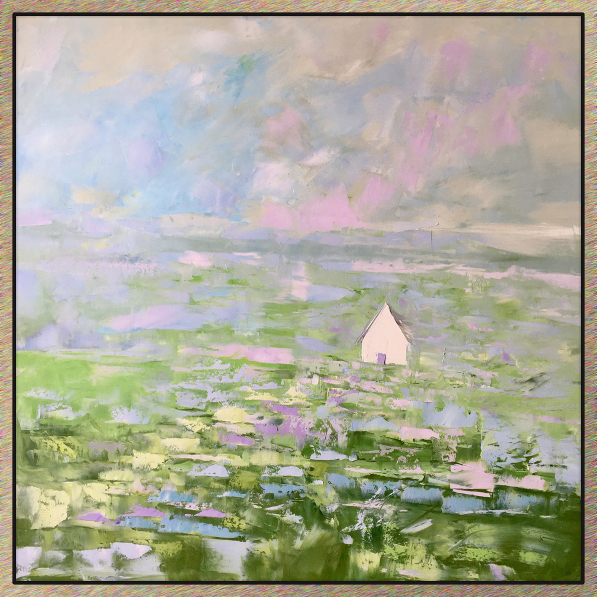 Pink Sky with Green Field (SOLD) by SANDRA PRATT