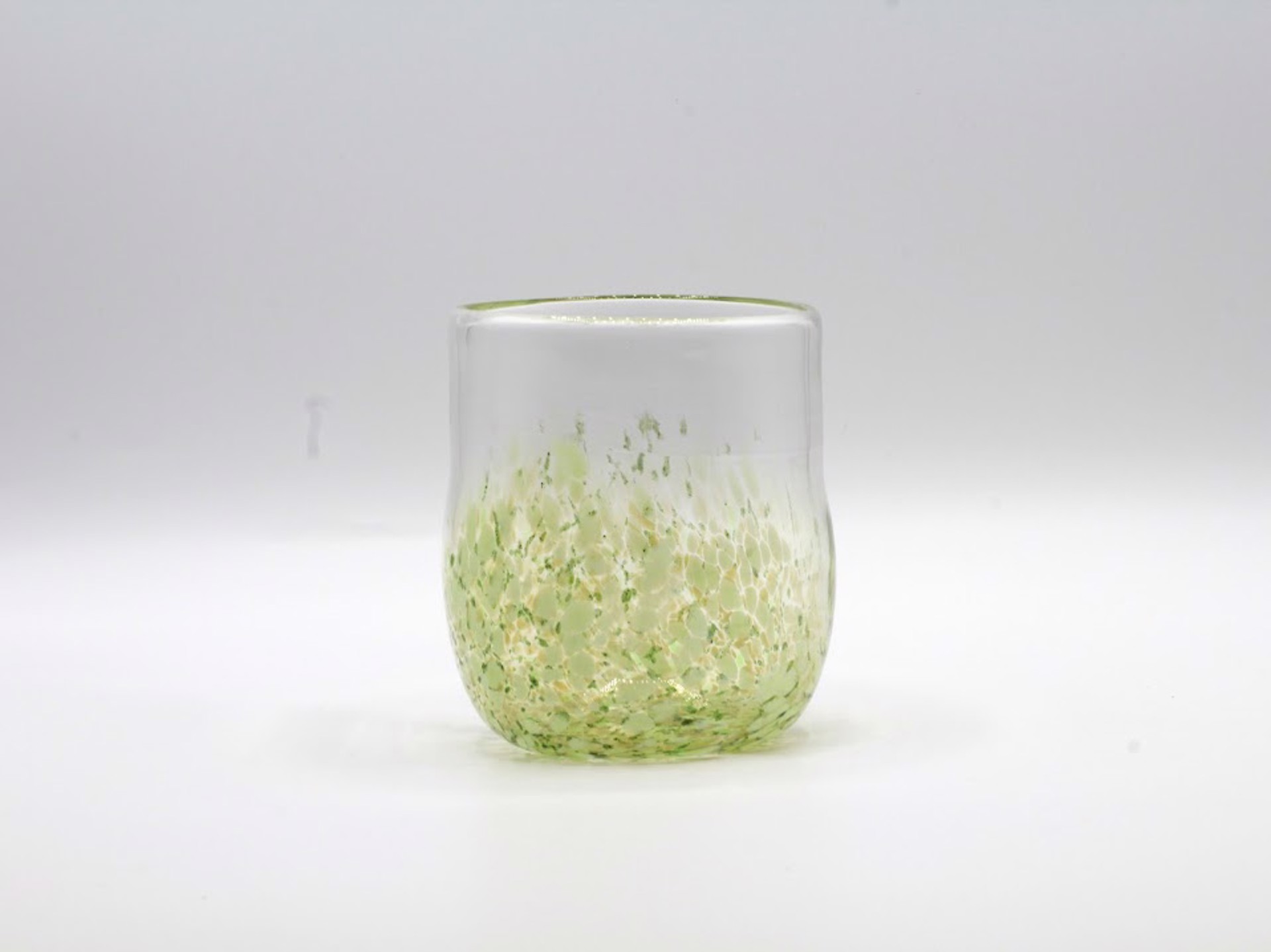 Flat Bottom Hand Blown Glass Cup - Green by Katie Sisum