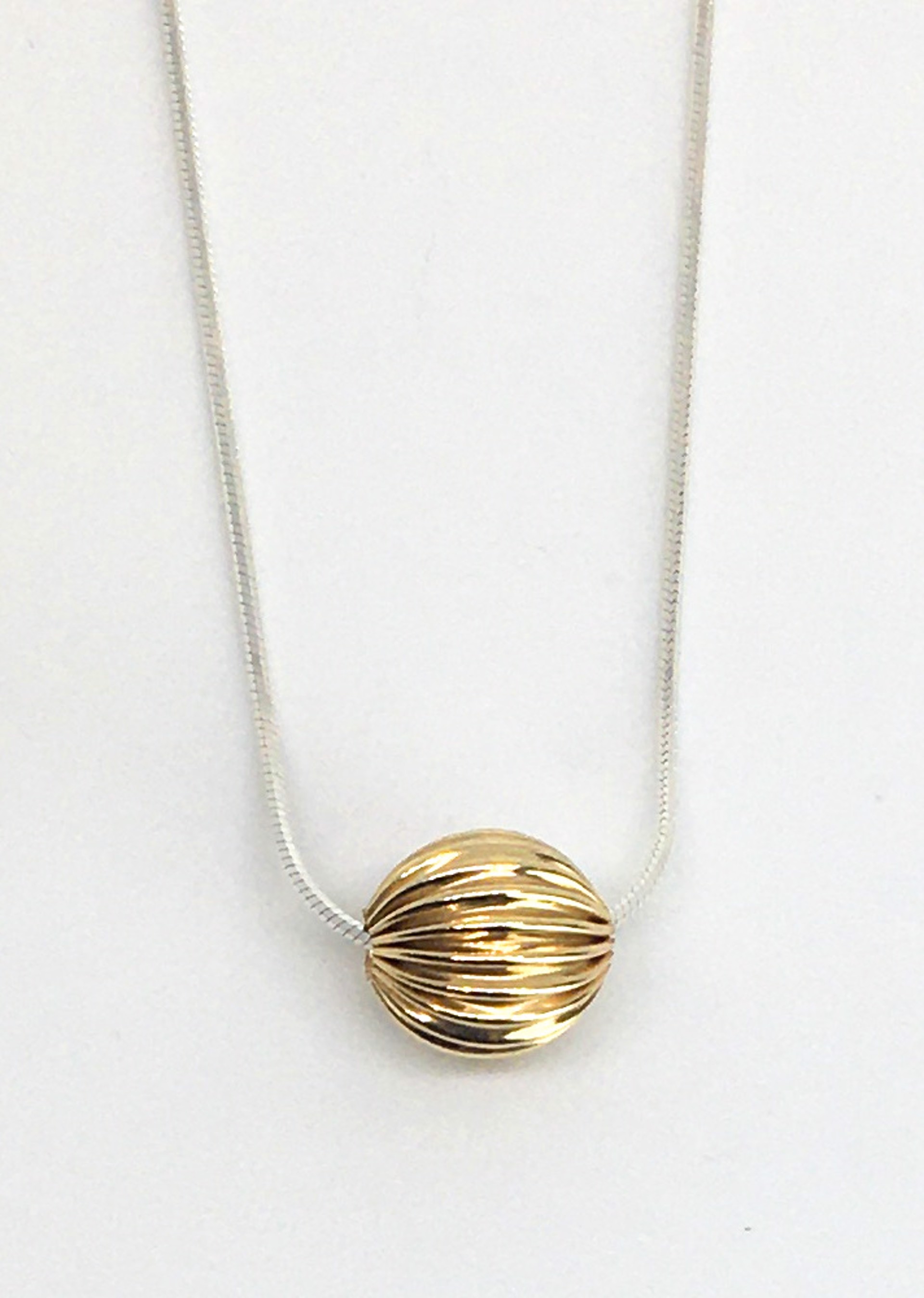 18" Eunity Necklace With Textured Gold Bead by Suzanne Woodworth