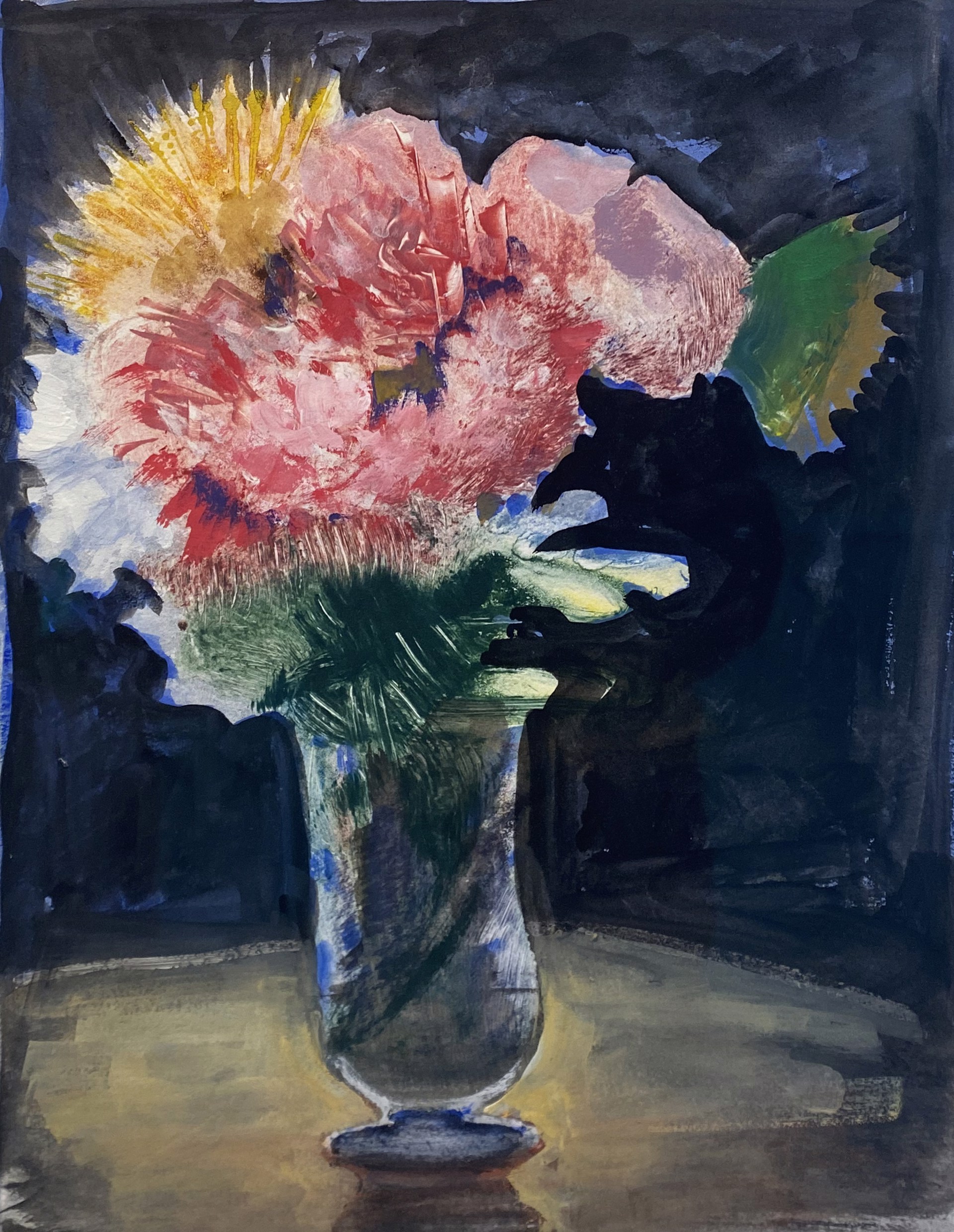 Night Floral and Blue Vase by Donald Beal