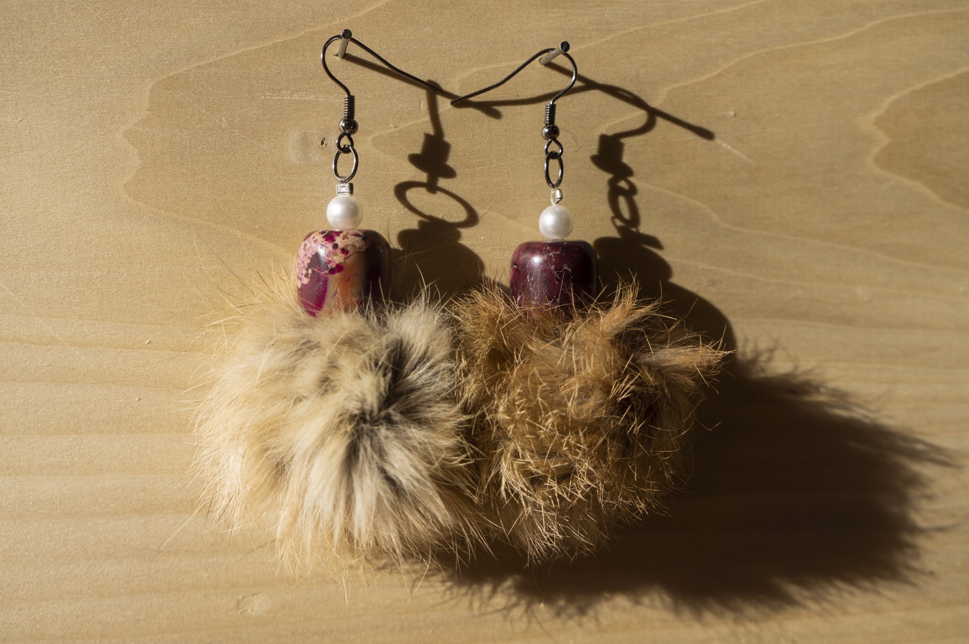 Fur and Stone Earrings by Hattie Lee