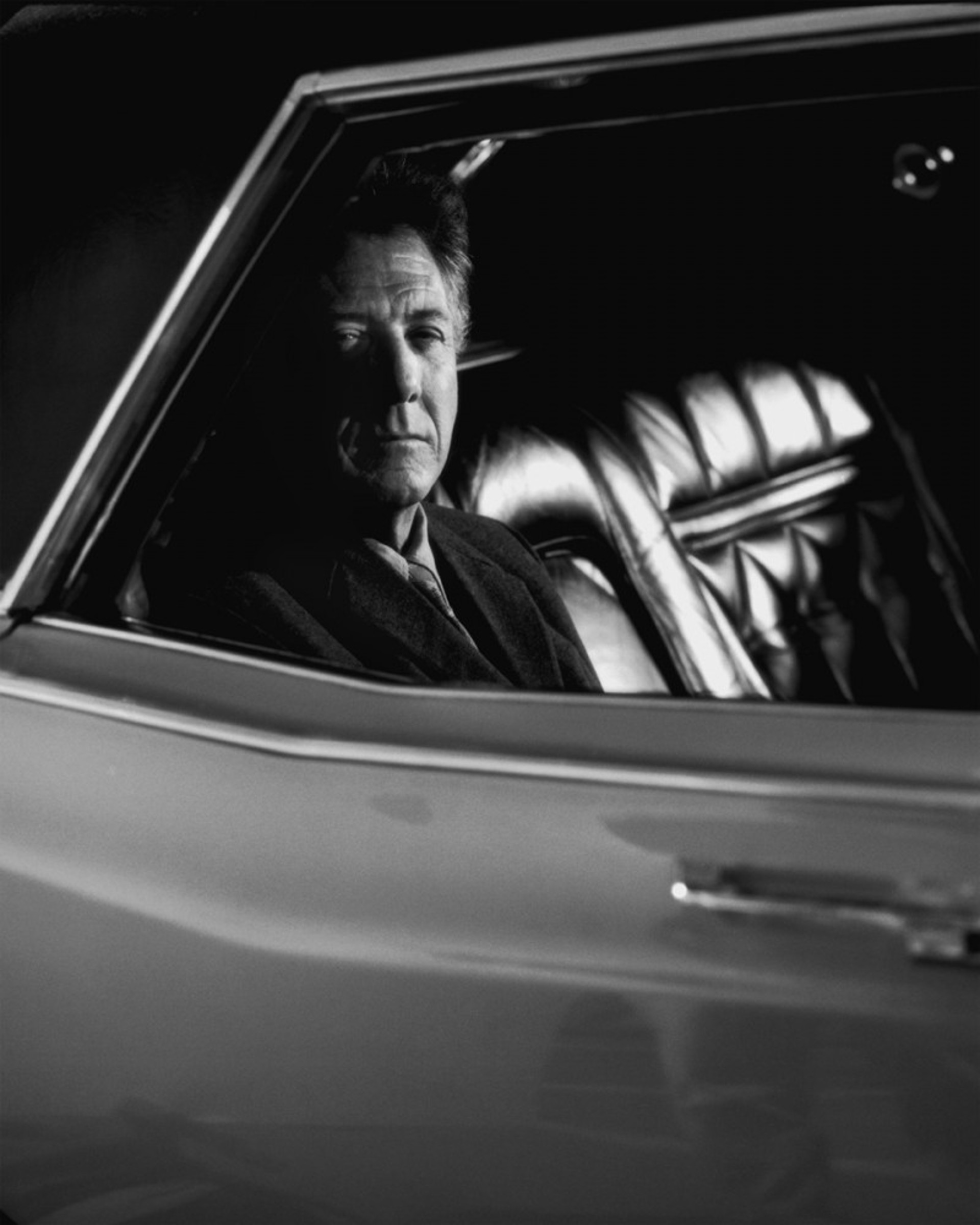 01028 Dustin Hoffman in Car BW by Timothy White