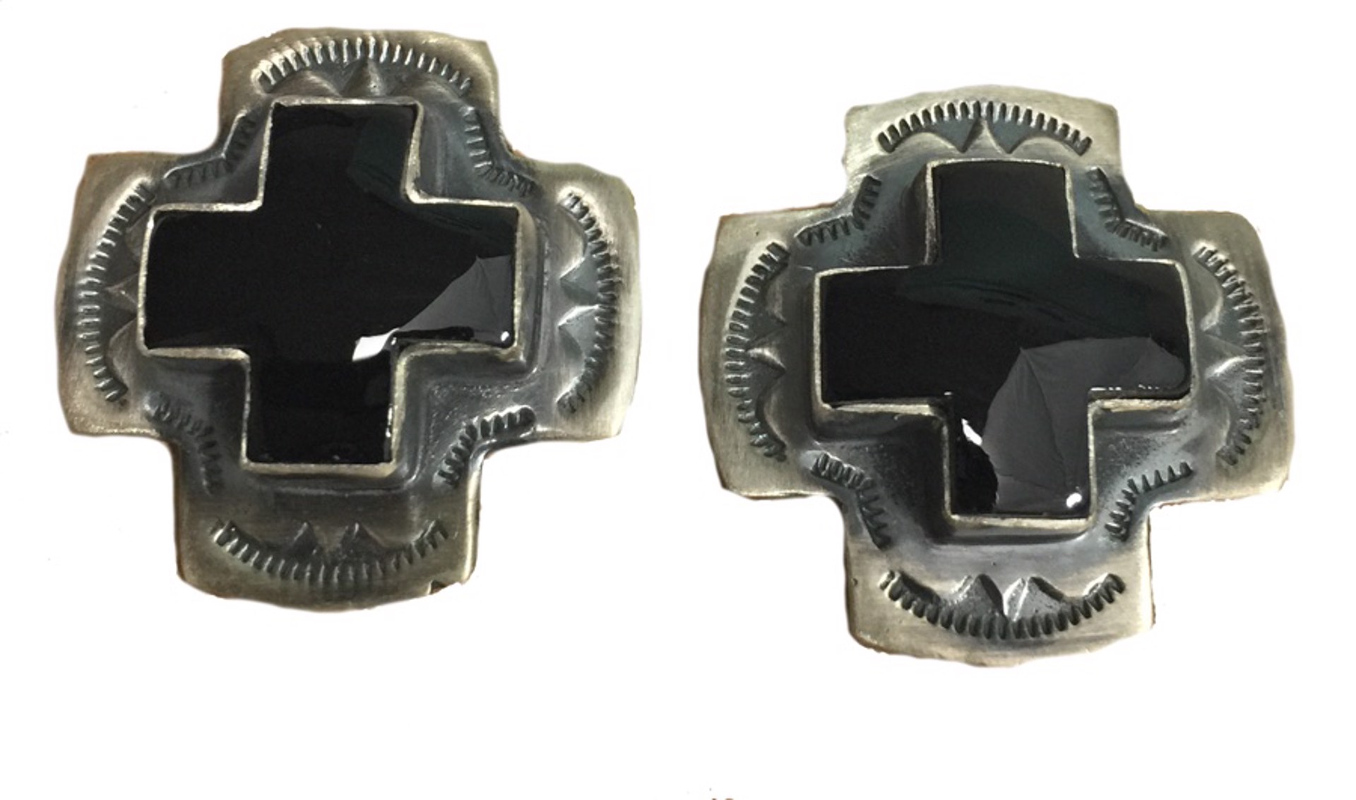 Earring - Sterling Silver Square Cross With Onyx by Dan Dodson