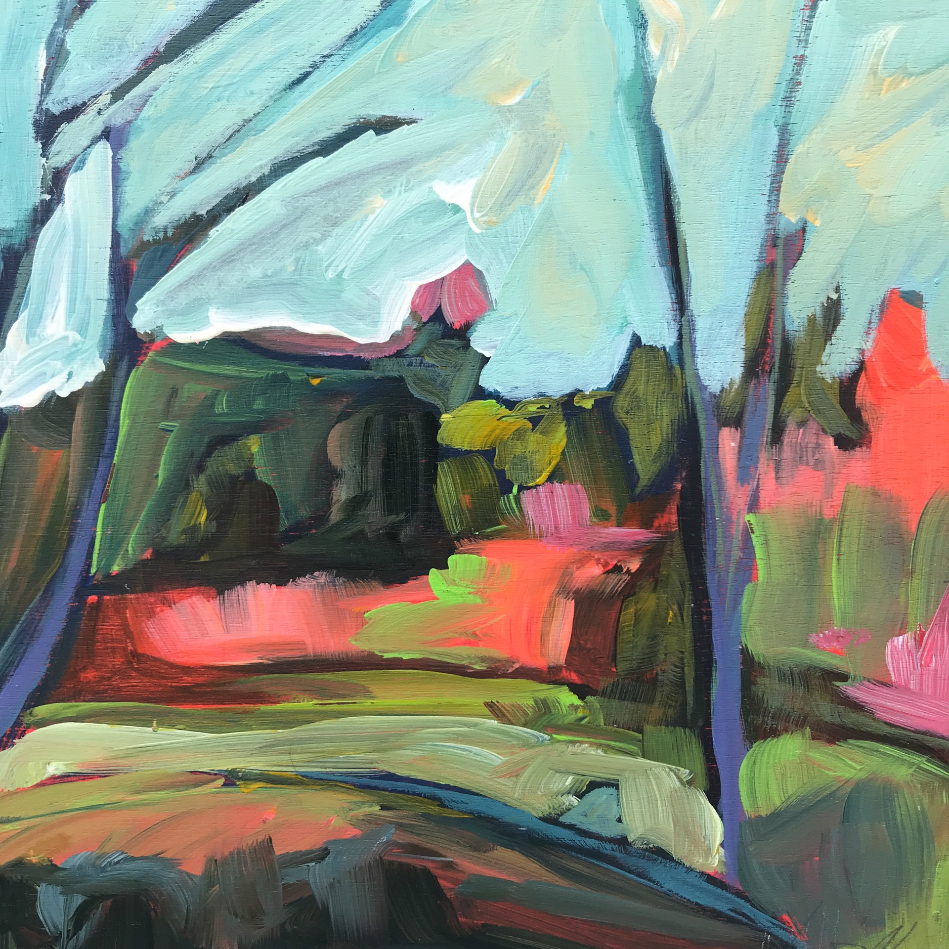 Crimson Fields with Lavender Trees by Rachael Van Dyke