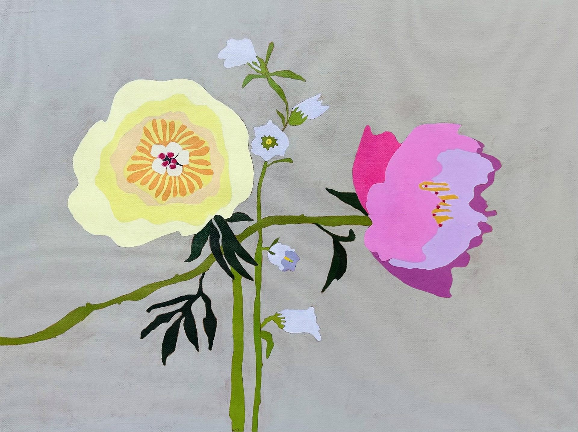 Peonies and Canterbury Bells by Sheila Keefe Ortiz