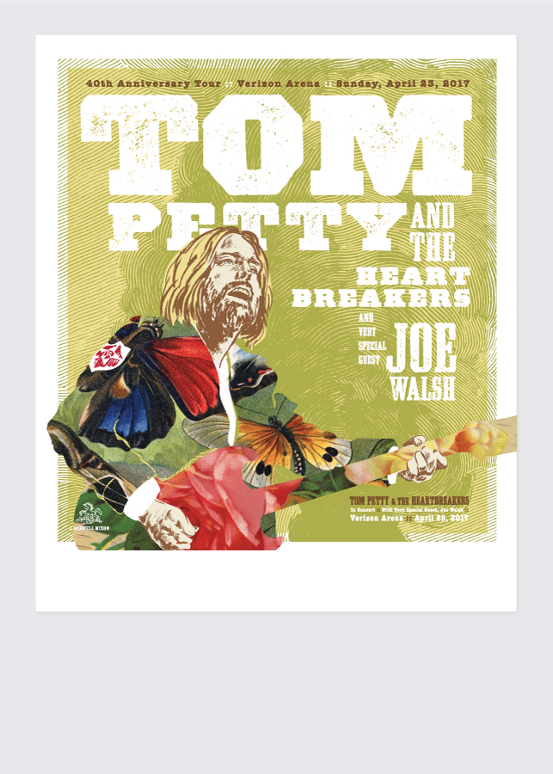 Tom Petty Concert Poster 2017 by Jamie Burwell Mixon