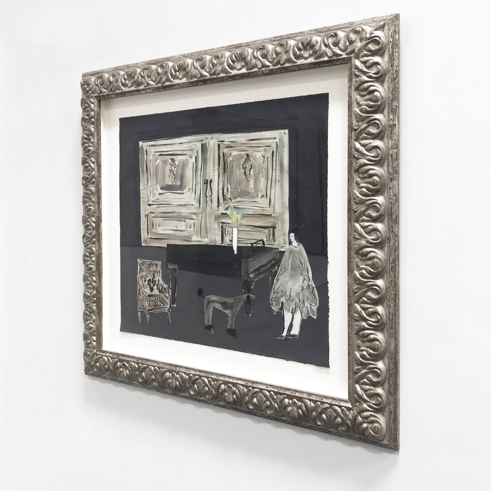 Music Room With Poodle, Flowers, and Studio Chair by Gigi Mills
