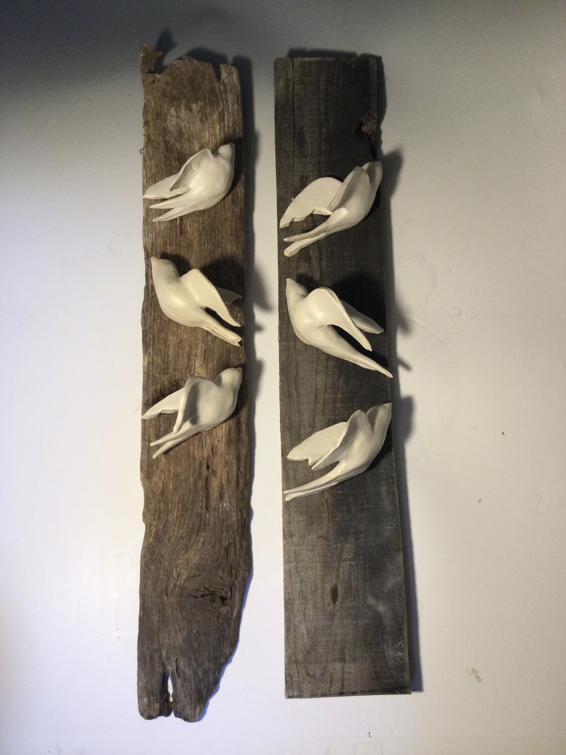 Sparrows on Barnwood by Anna M. Elrod