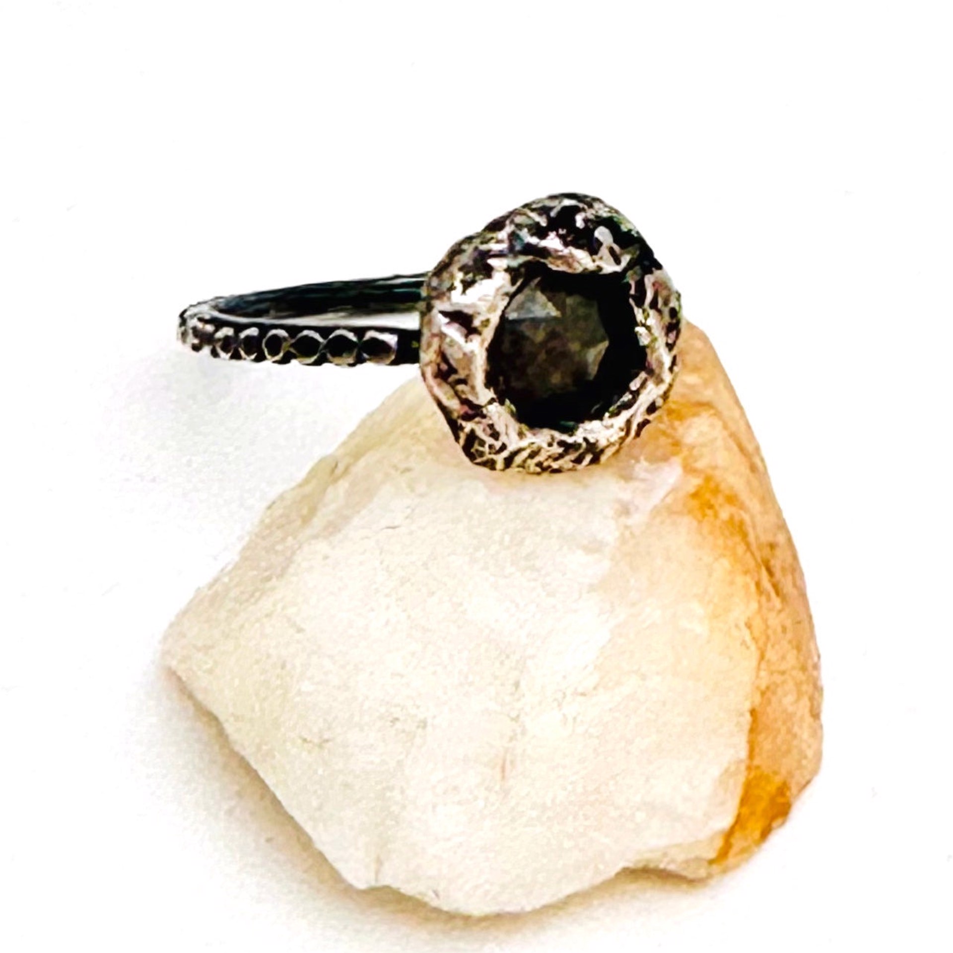 Silver Molten Diamond Ring by Zanny Cox