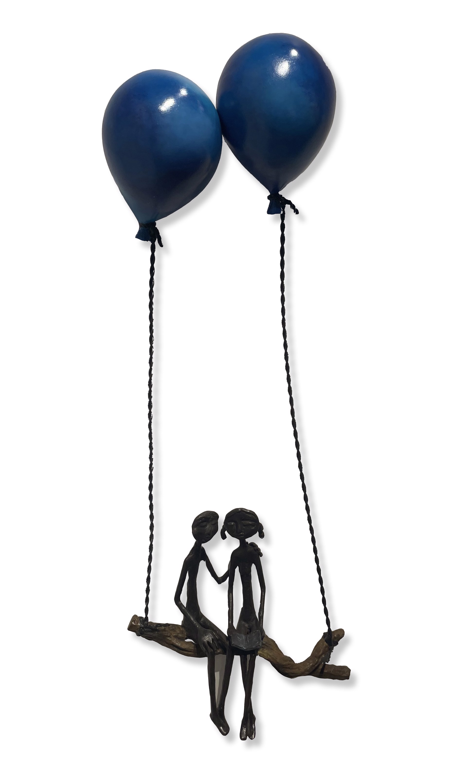 Couple on Two Blue Balloons by Ruth Bloch