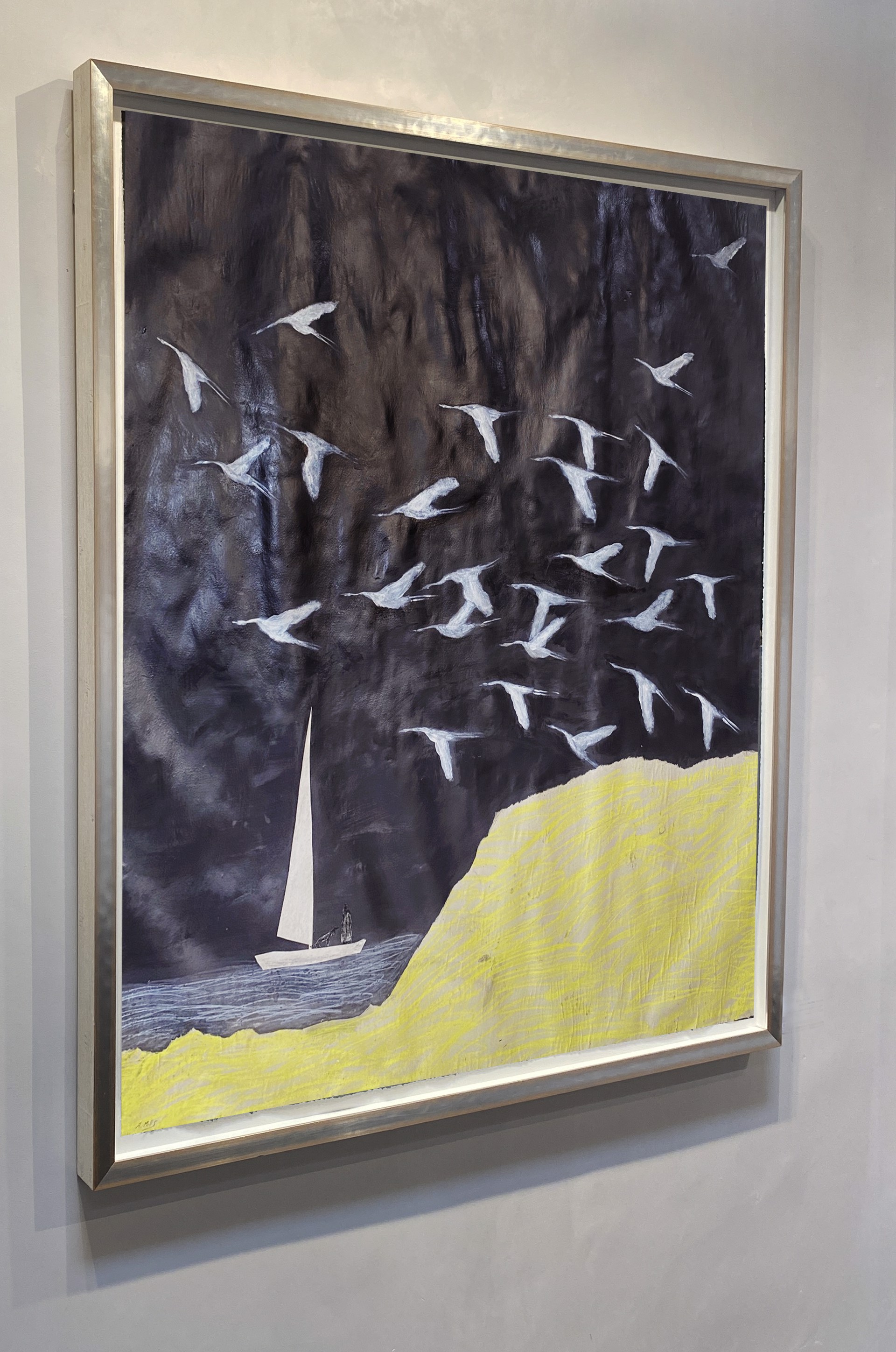 Night Sail/Cliff and Geese by Gigi Mills
