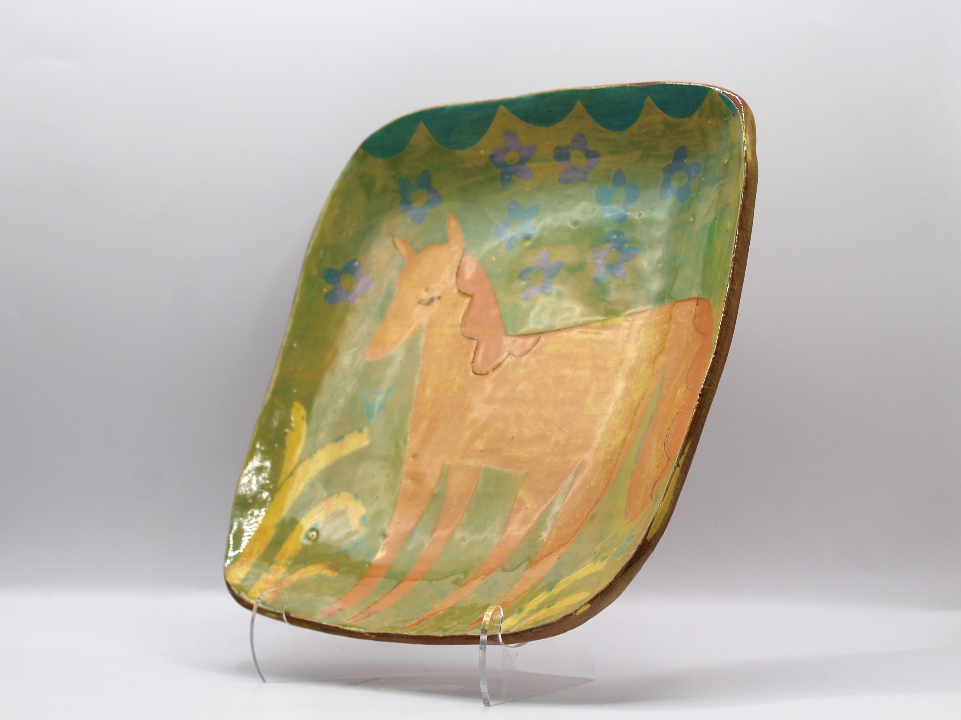 Pony Green Standard Square Plate by Priscilla Dahl