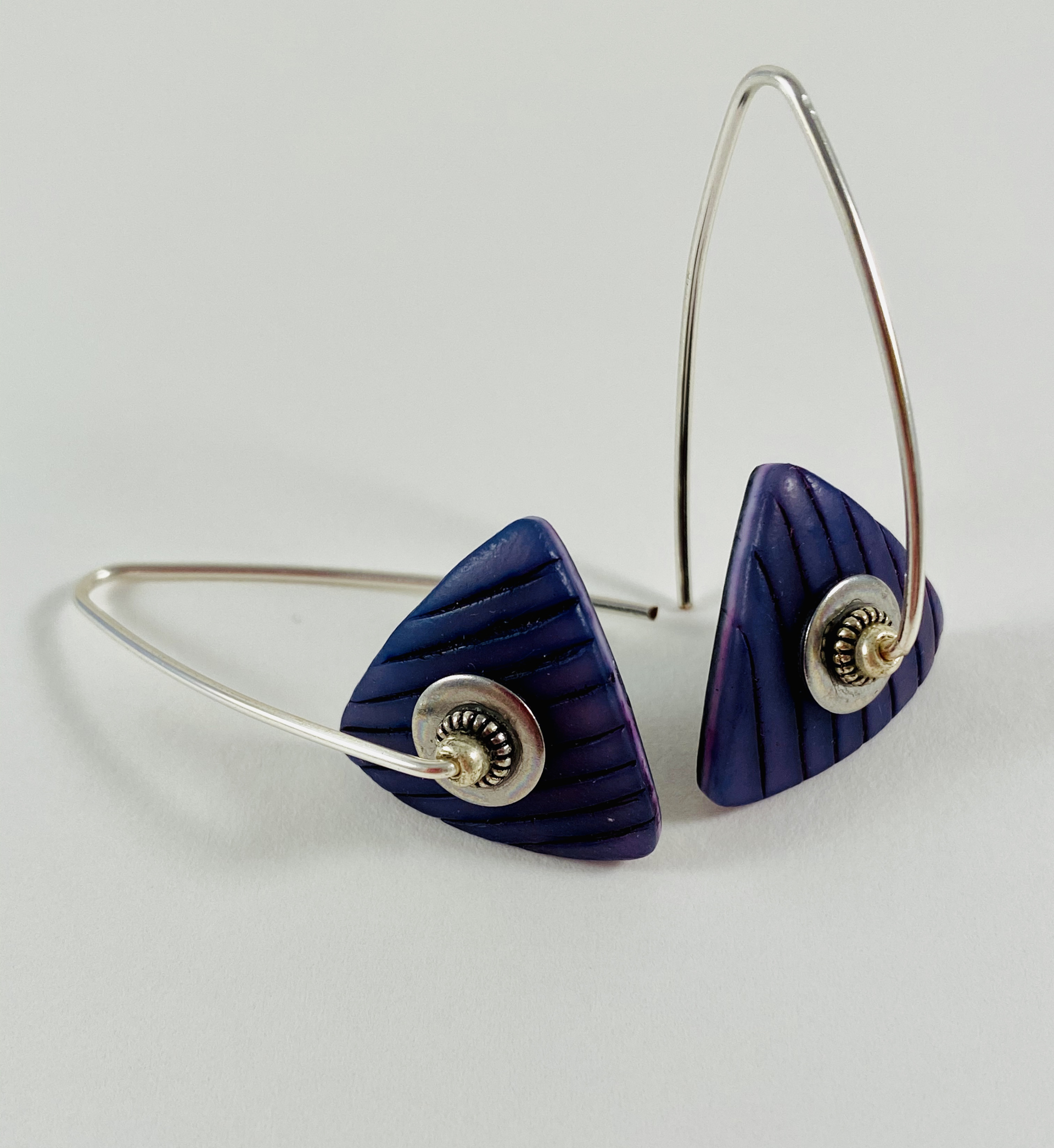 Triangle Black Stripe Earrings 2s by Nancy Roth