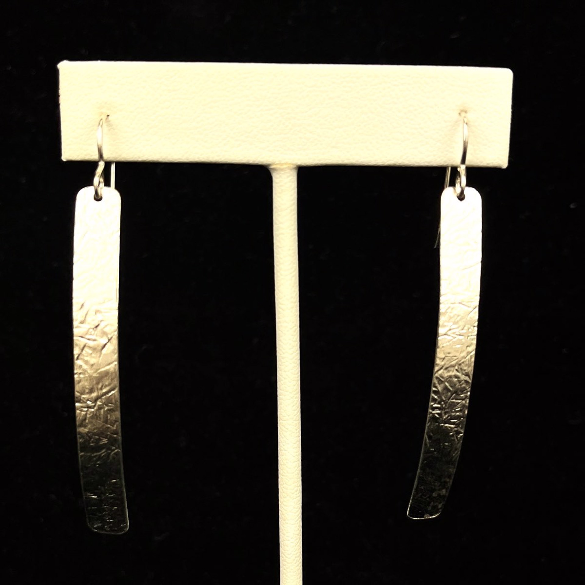 Textured Sterling Thin Rectangle Earrings by Nichole Collins