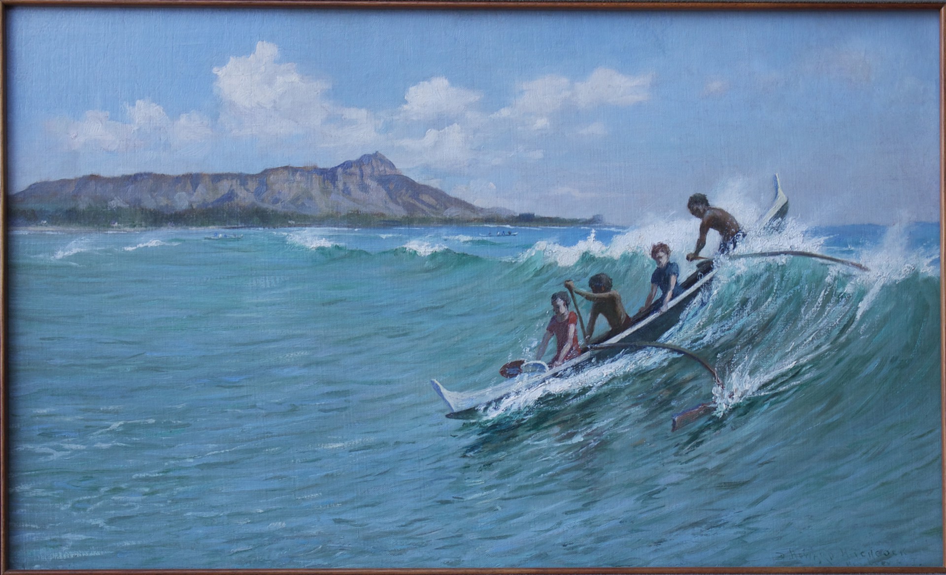 Canoe Surfing, Waikiki by D. Howard Hitchcock
