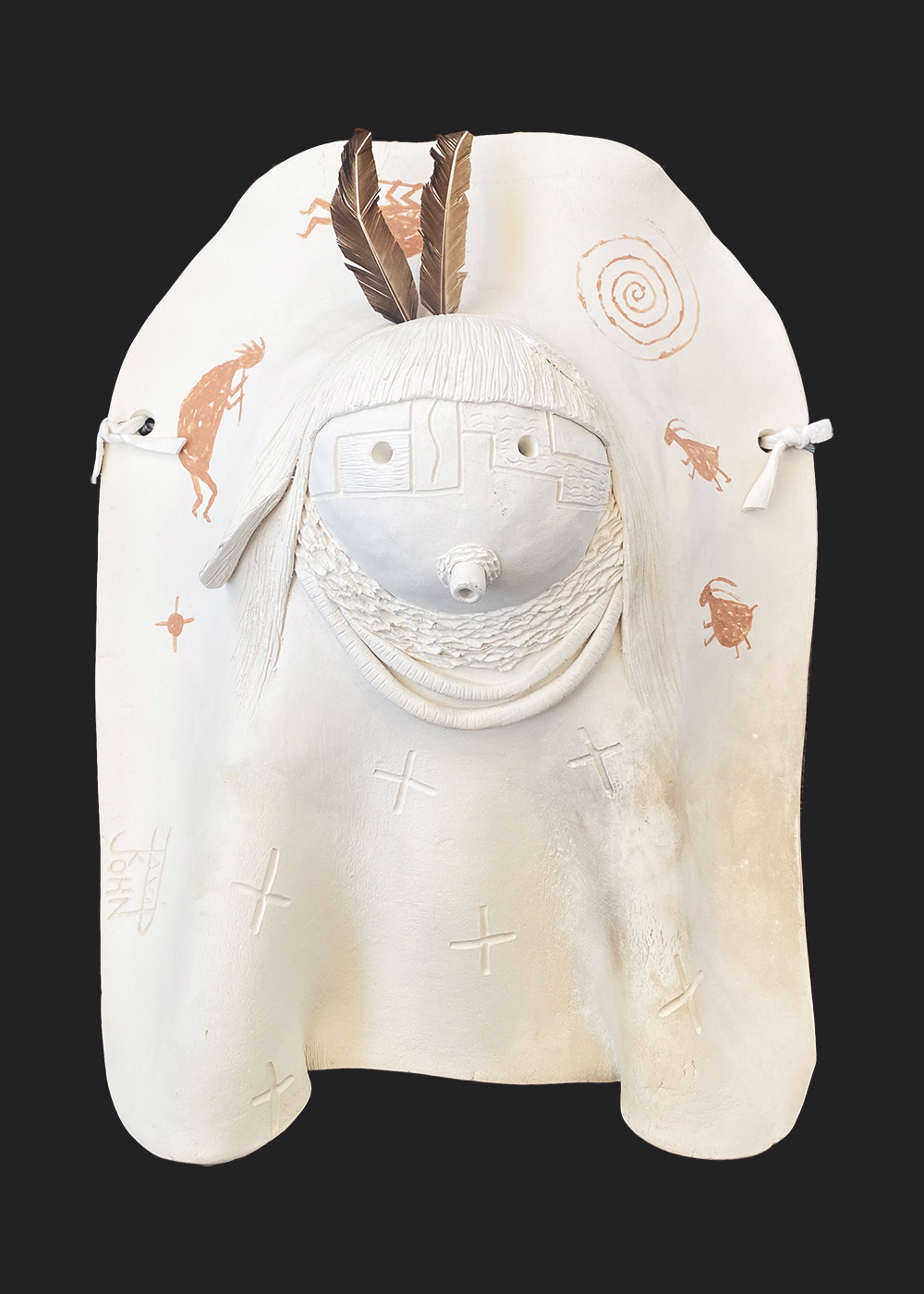 Navajo Yei Clay Pottery Mask by David K John