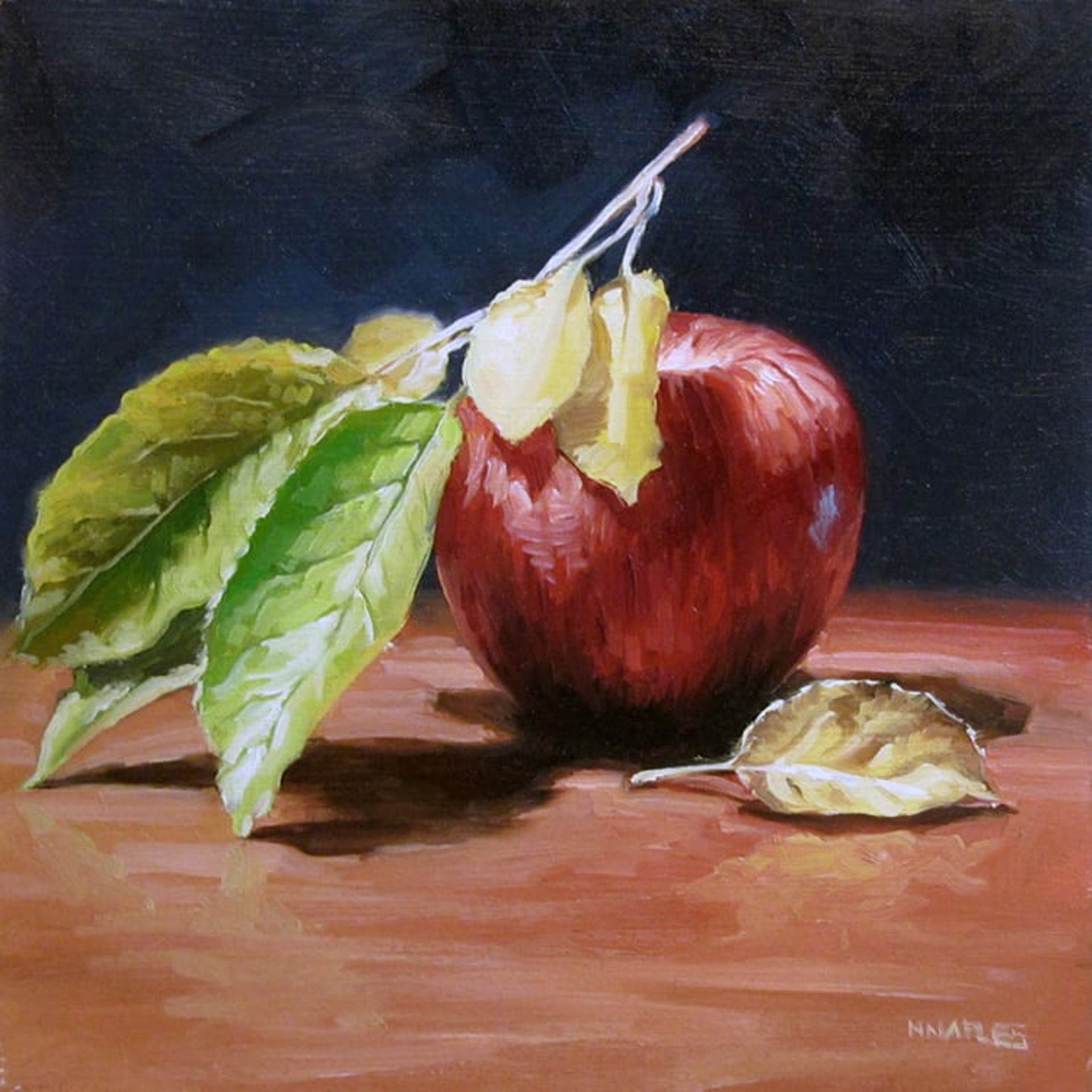 Apple with Leaves by Michael Naples