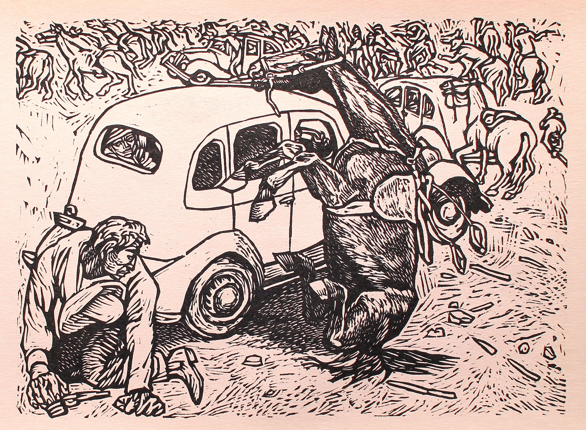 Choferes Contra "Camisas Doradas" en el Zócalo de la Ciudad de México. 20 de Noviembre de 1935 by Alfredo Zalce