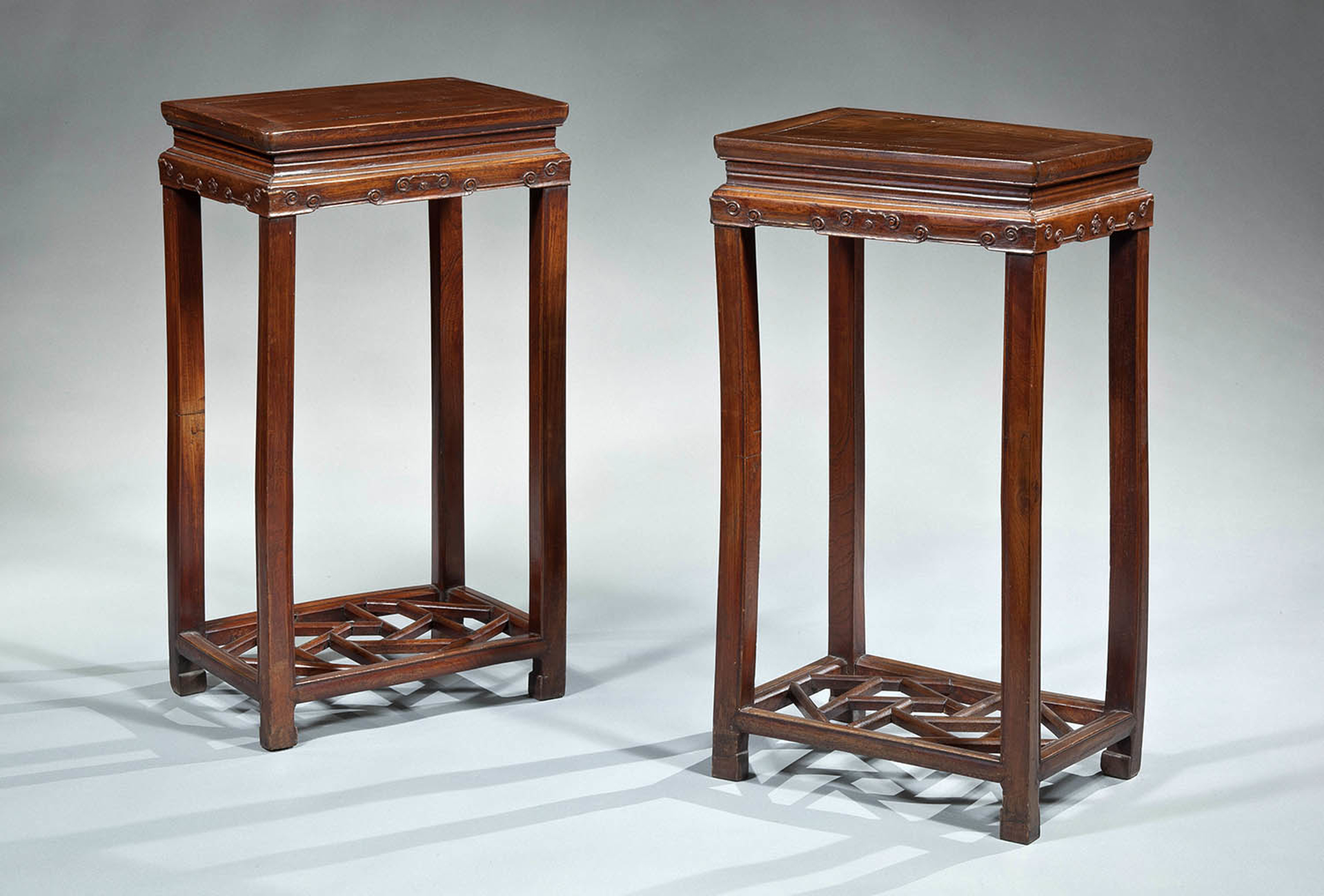 PAIR OF ELM SIDE TABLES
