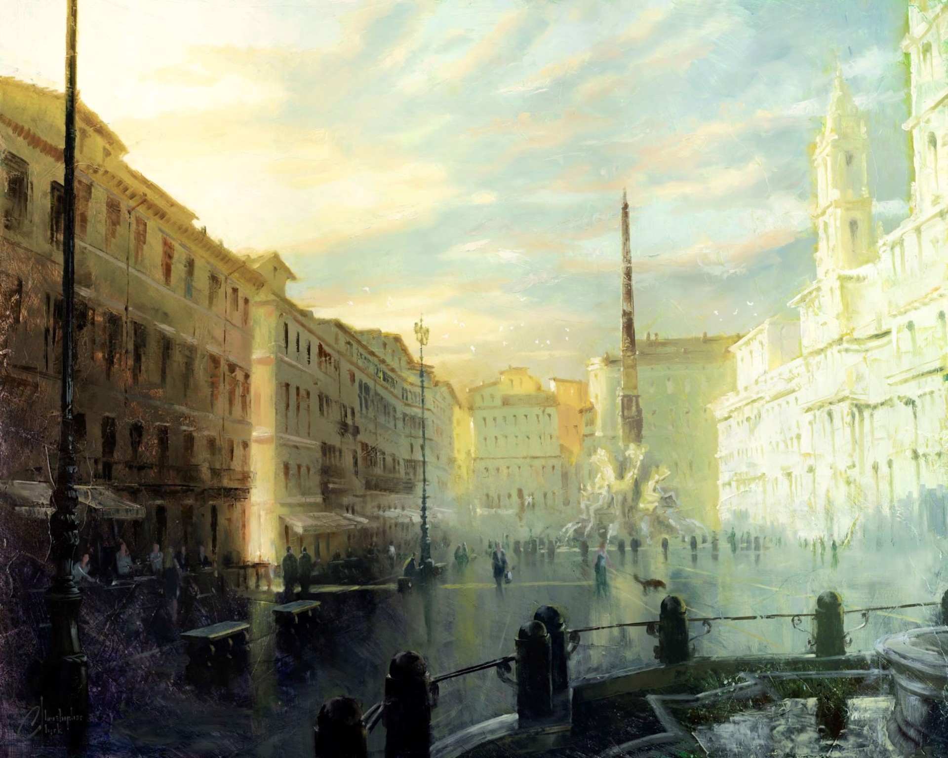 Rome - Piazza Navona at Dawn by Christopher Clark