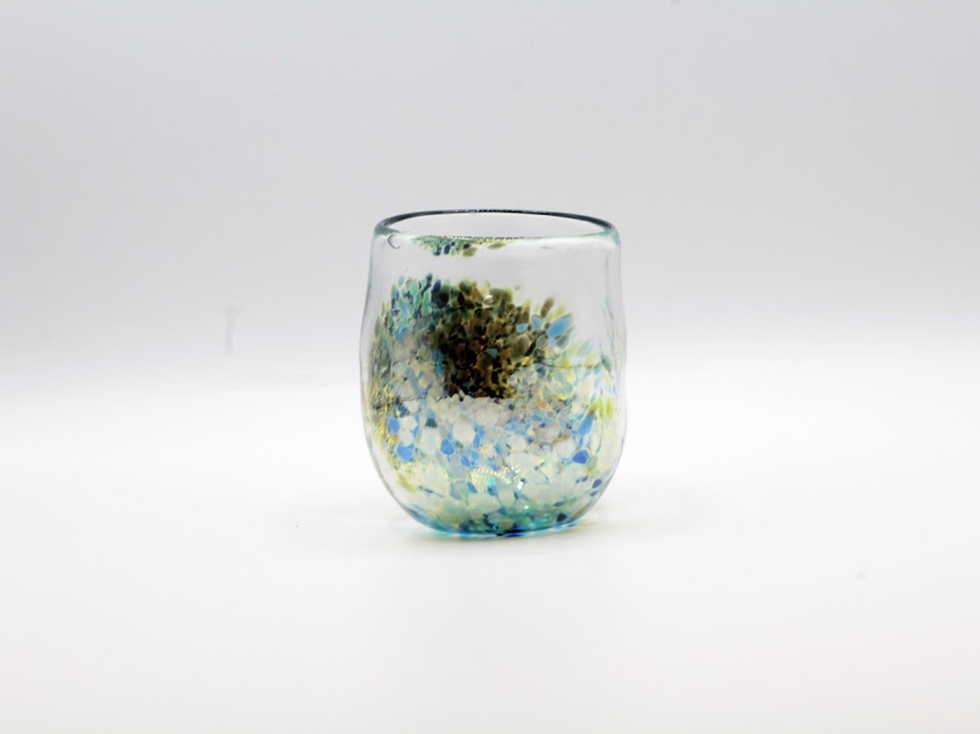 Rounded Bottom Hand Blown Glass Cup - Blue by Katie Sisum