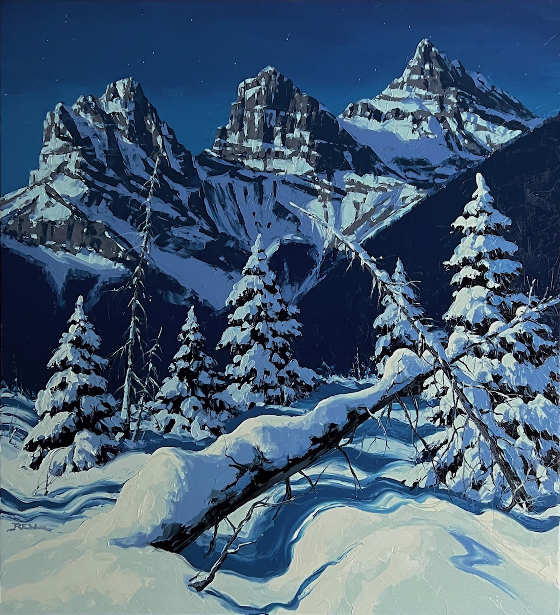 Winter Moonlight - Three Sisters by Robert E Wood