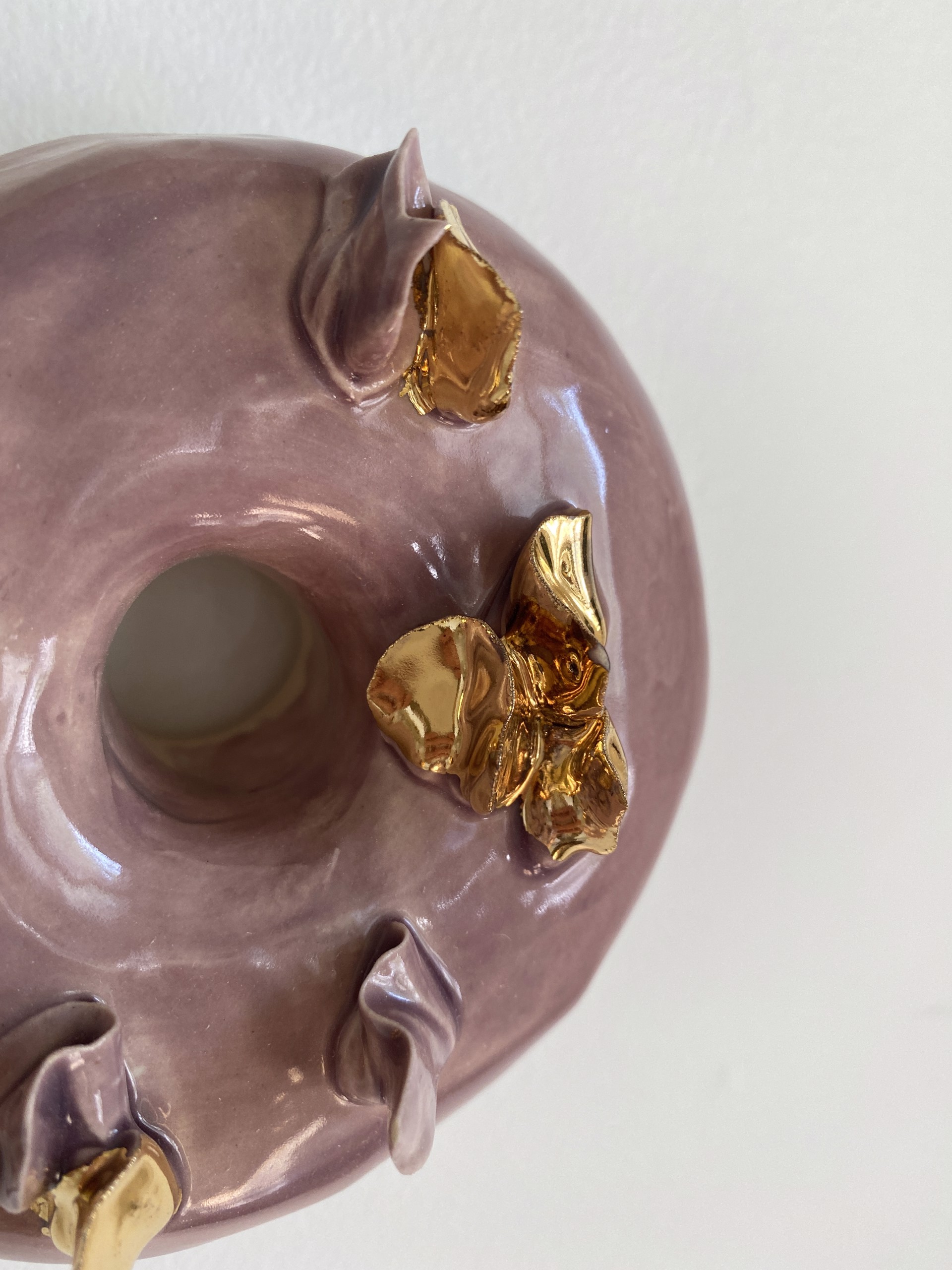Lavender Donut With Gold Luster Flakes by Liv Antonecchia