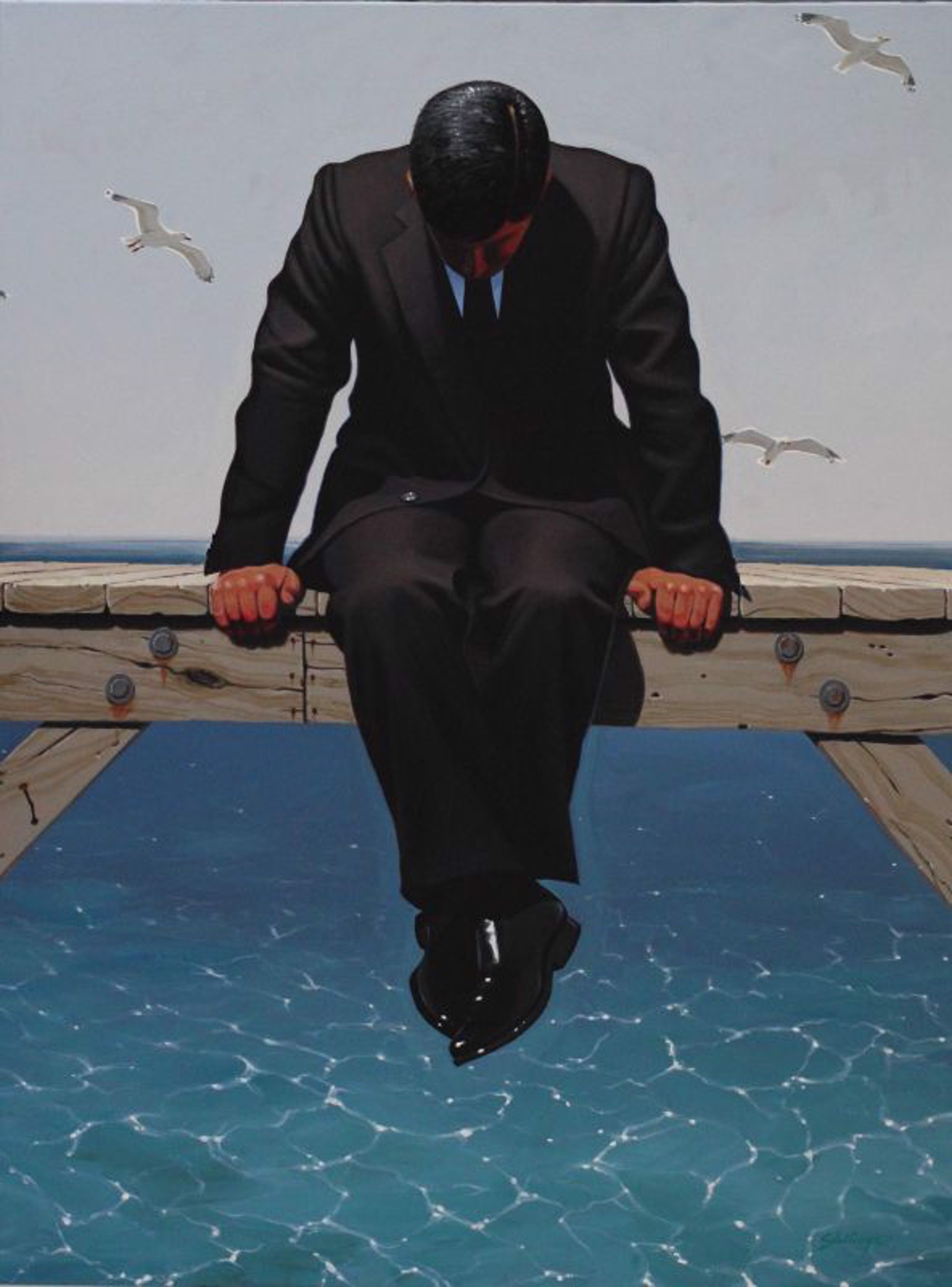 Seated Man on Dock by Kendall Stallings