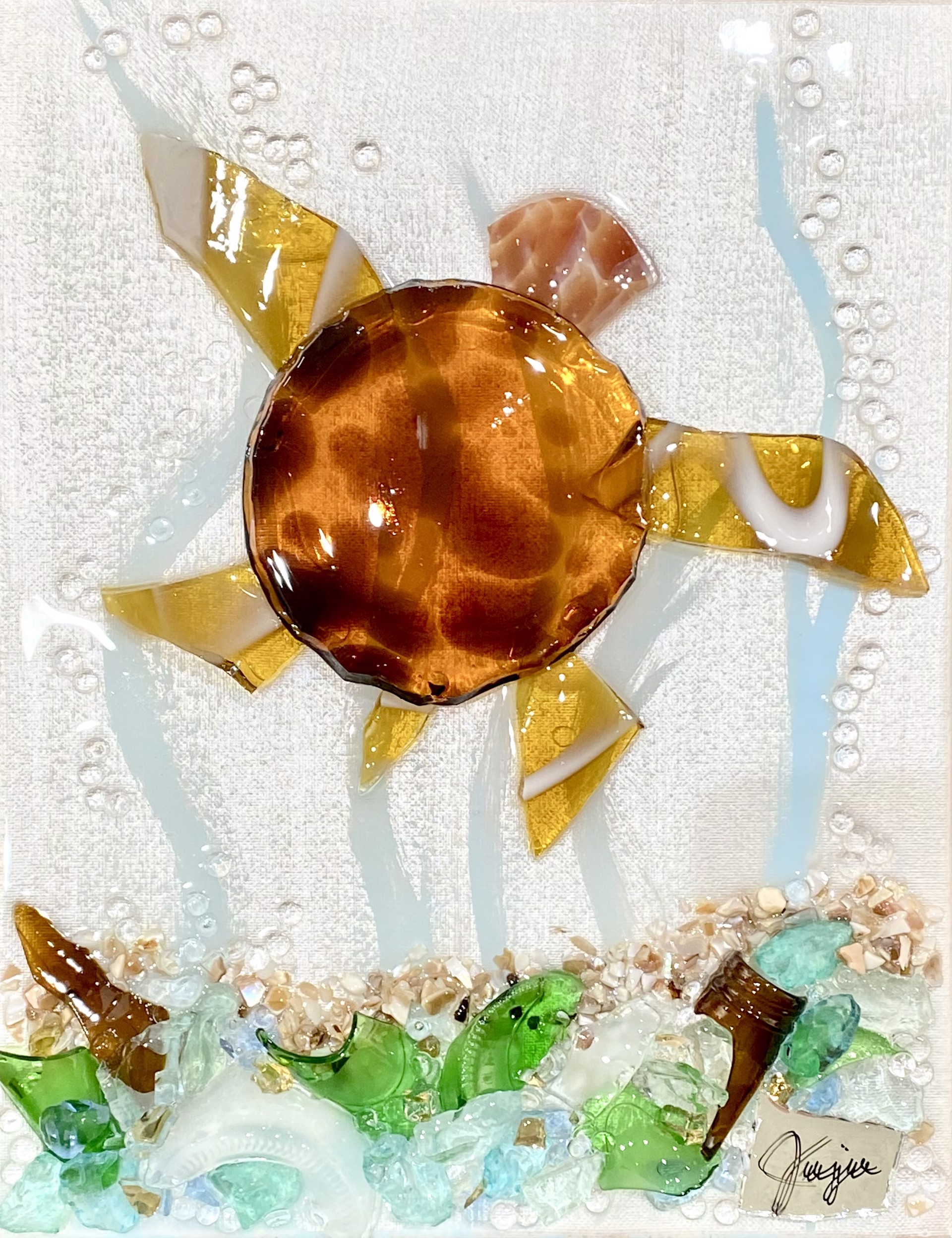 Sea Turtle Sailor by Good Juju Glass Art