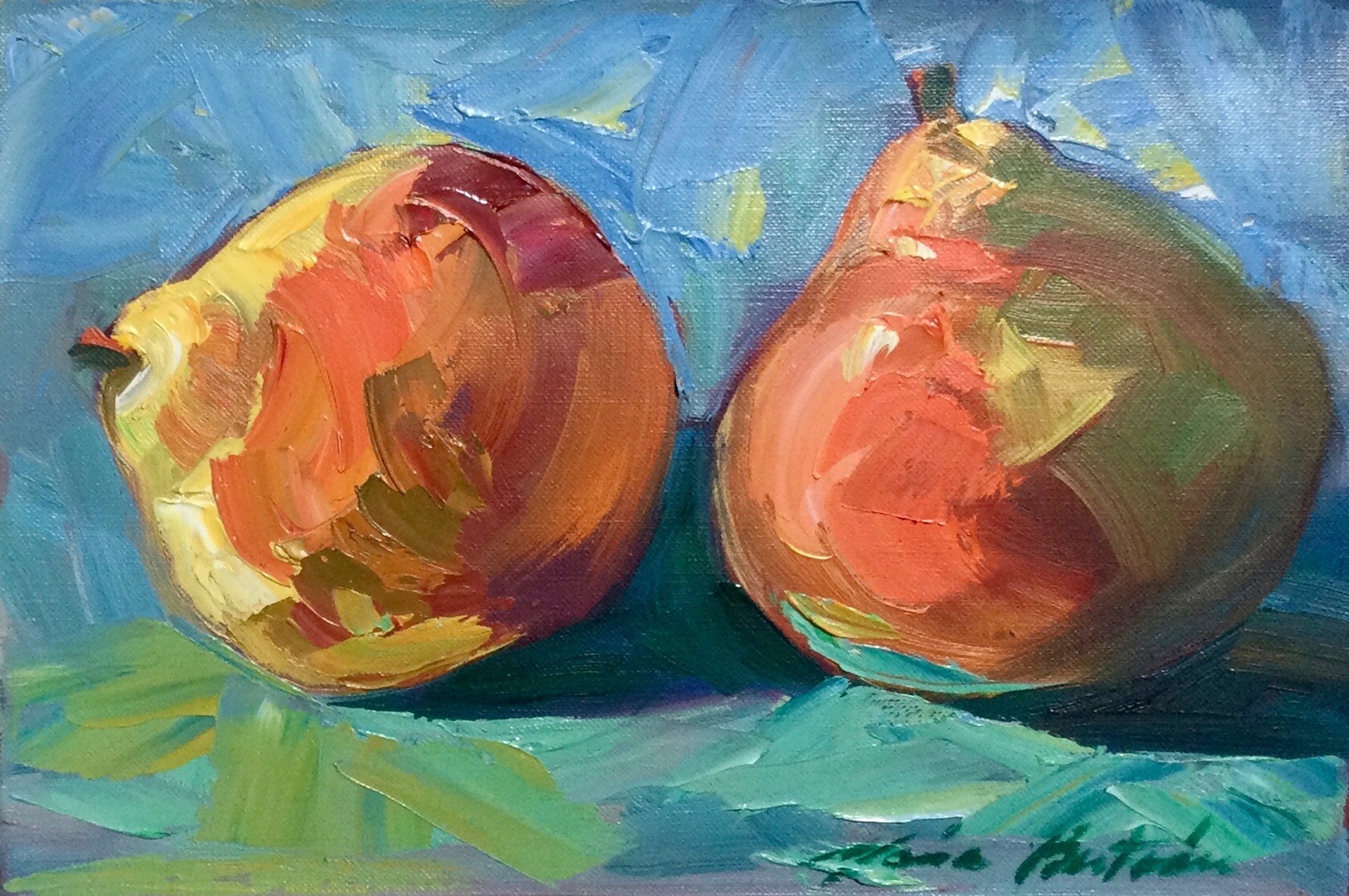 Pears On The Table by Maria Bertrán
