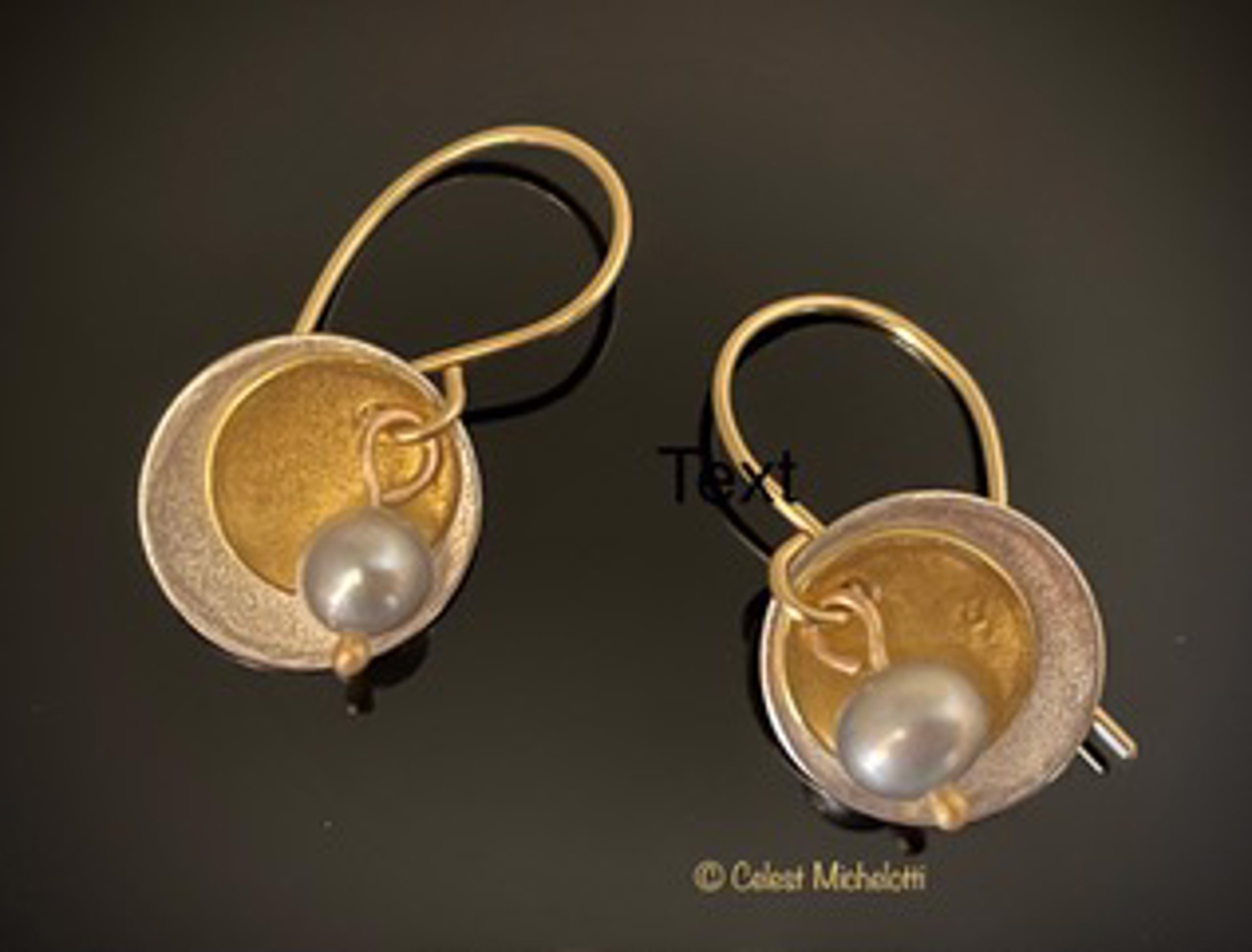 Luna double drop earrings with silver Cultured Freshwater Pearl by Celest Michelotti
