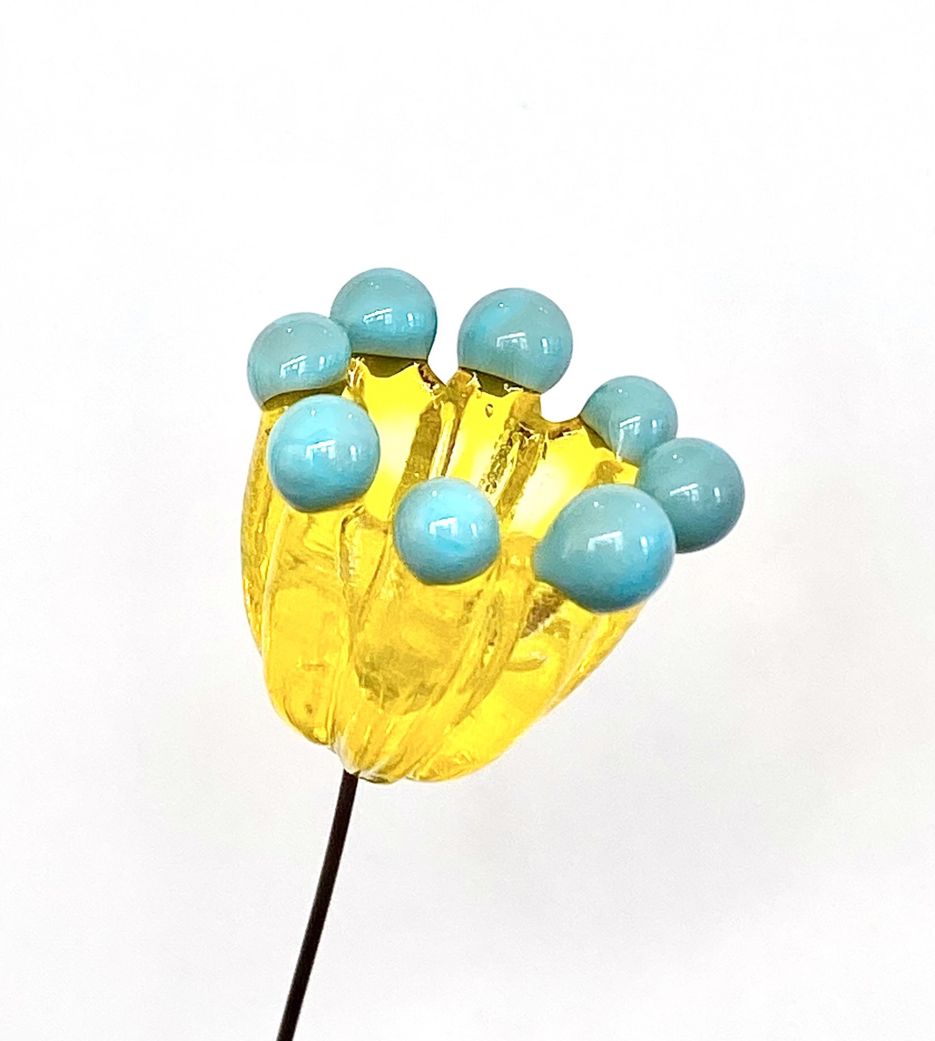 Glass Yellow & Blue Dotted Flower by Emelie Hebert