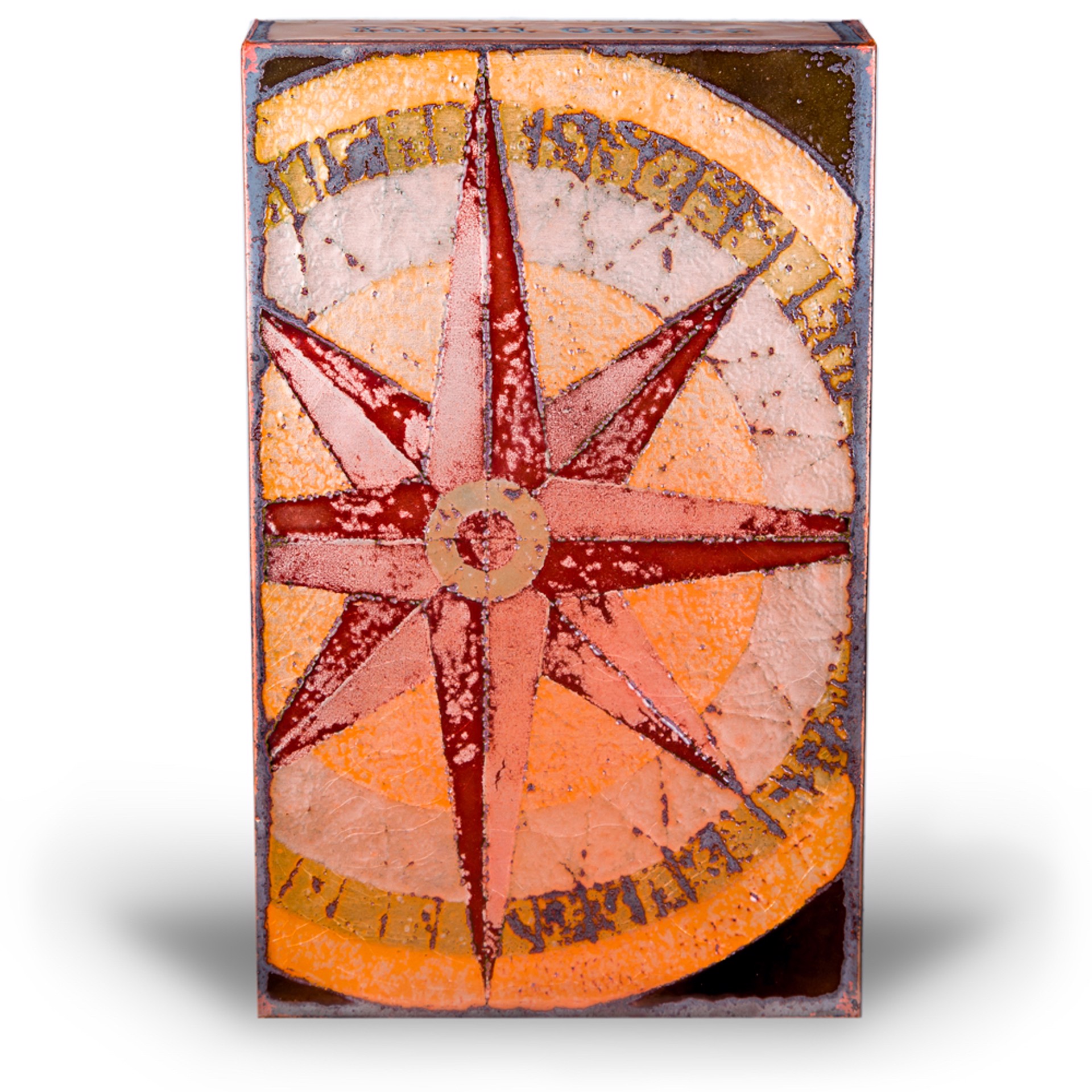 A Houston Llew Glass Fired To Copper Spiritile #162 Featuring A Compass And A Quote By Kahil Gibran, Available At Gallery Wild