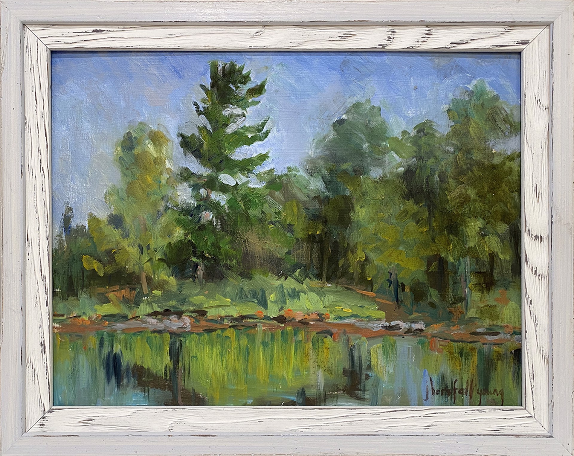 Pine Tree At Water’s Edge (L564) by Joan Horsfall Young